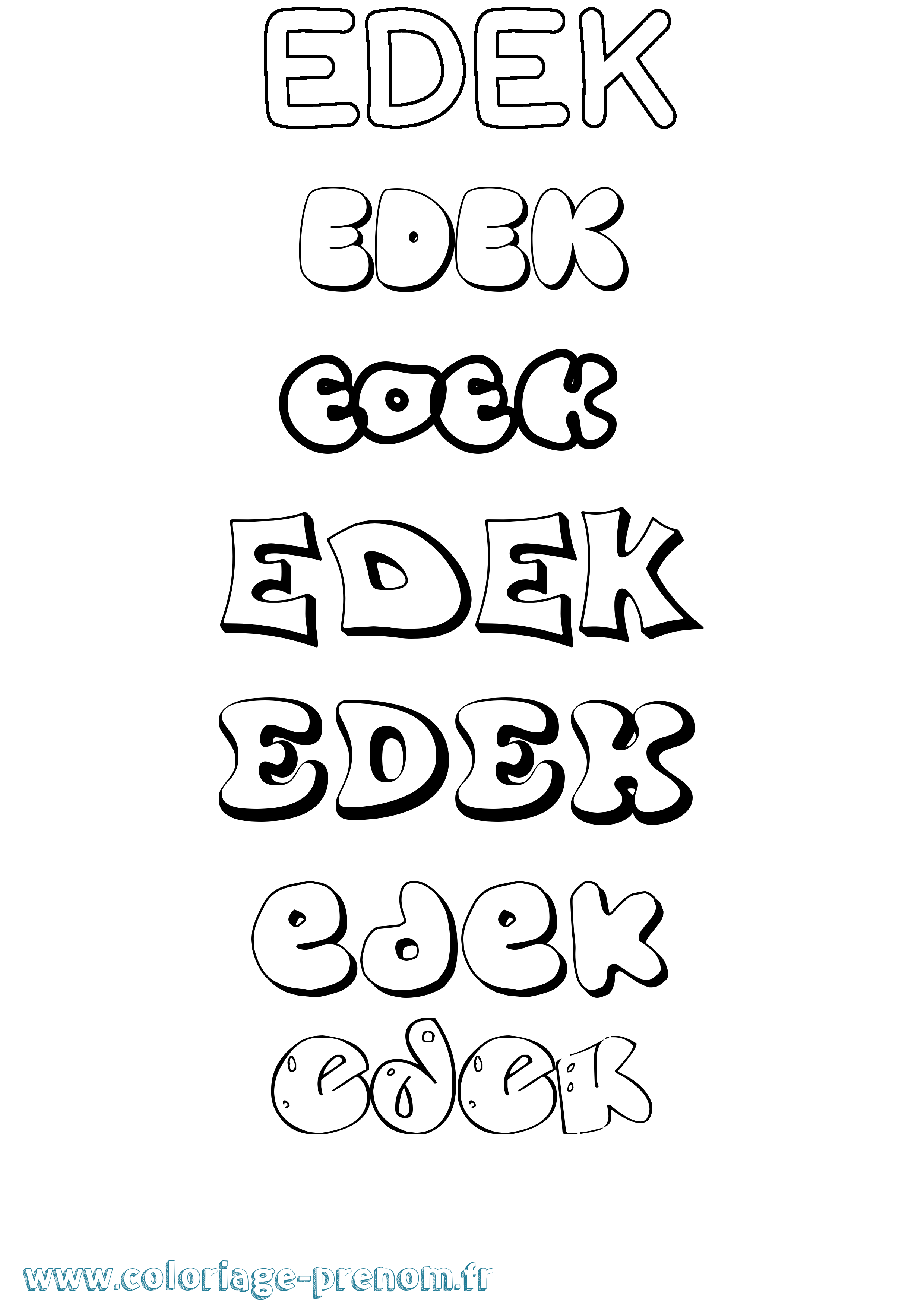 Coloriage Edek Bubble Coloriage prénom Edek Bubble
