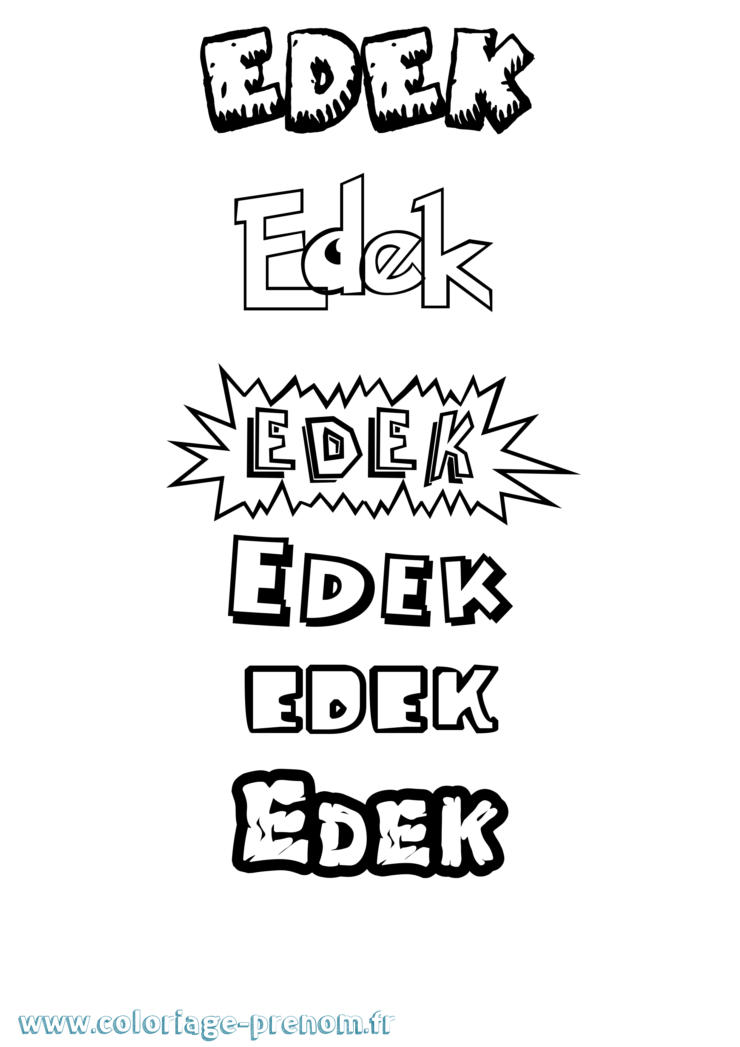 Coloriage Edek Dessin Animé Coloriage prénom Edek Dessin Animé