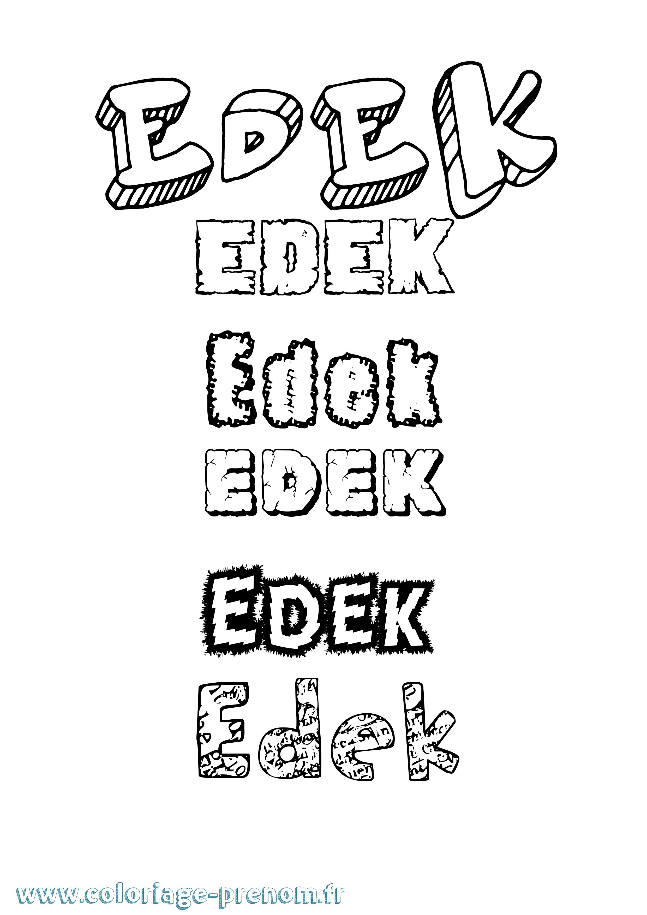 Coloriage Edek Destructuré Coloriage prénom Edek Destructuré