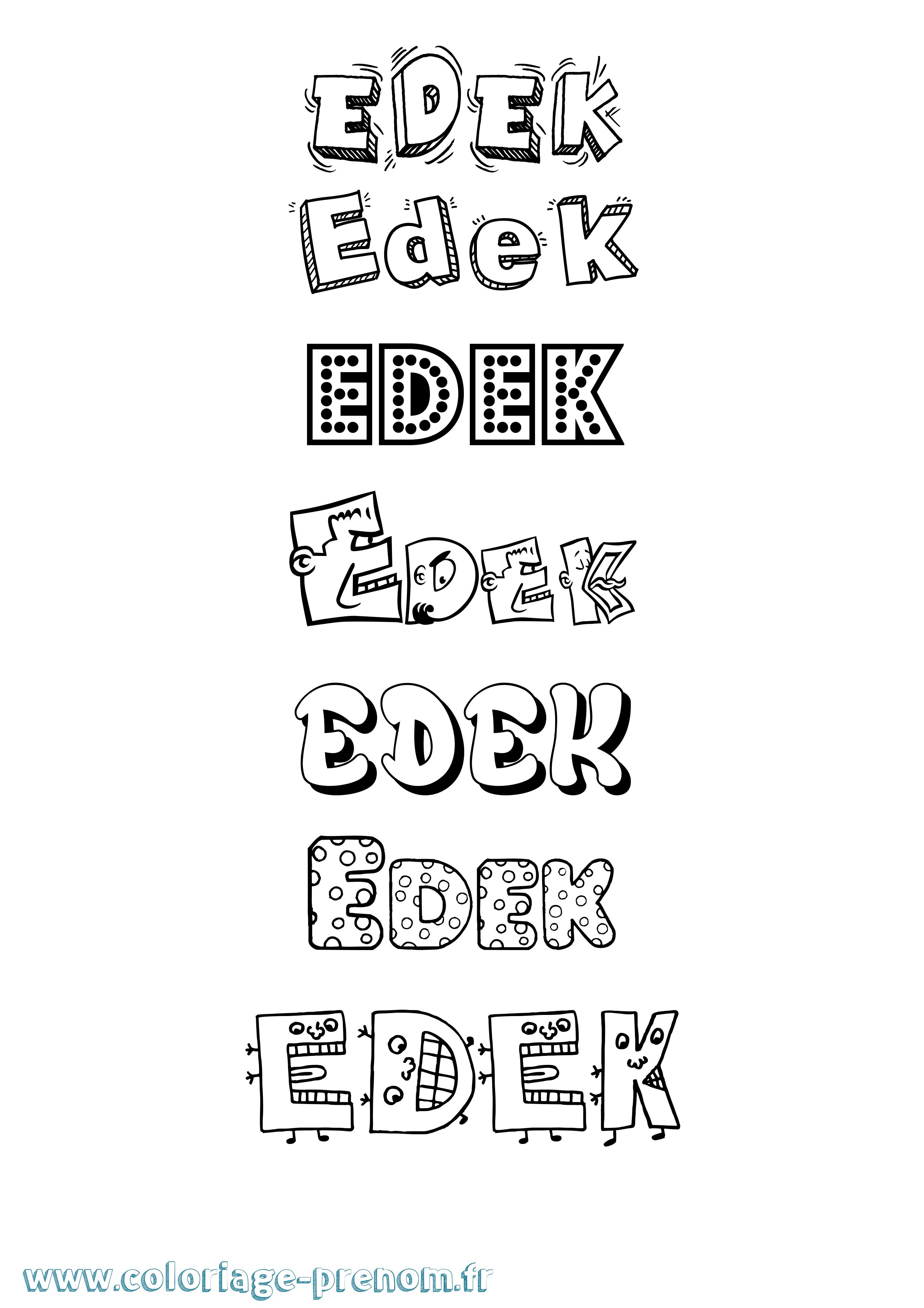 Coloriage Edek Fun Coloriage prénom Edek Fun