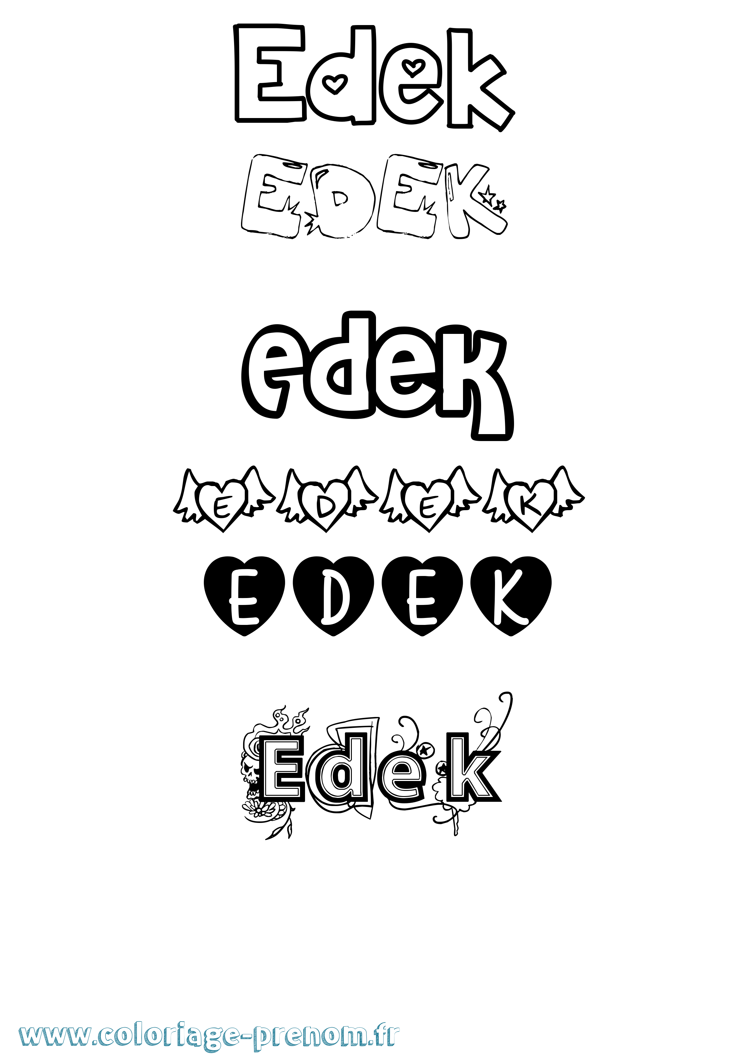 Coloriage Edek Girly Coloriage prénom Edek Girly