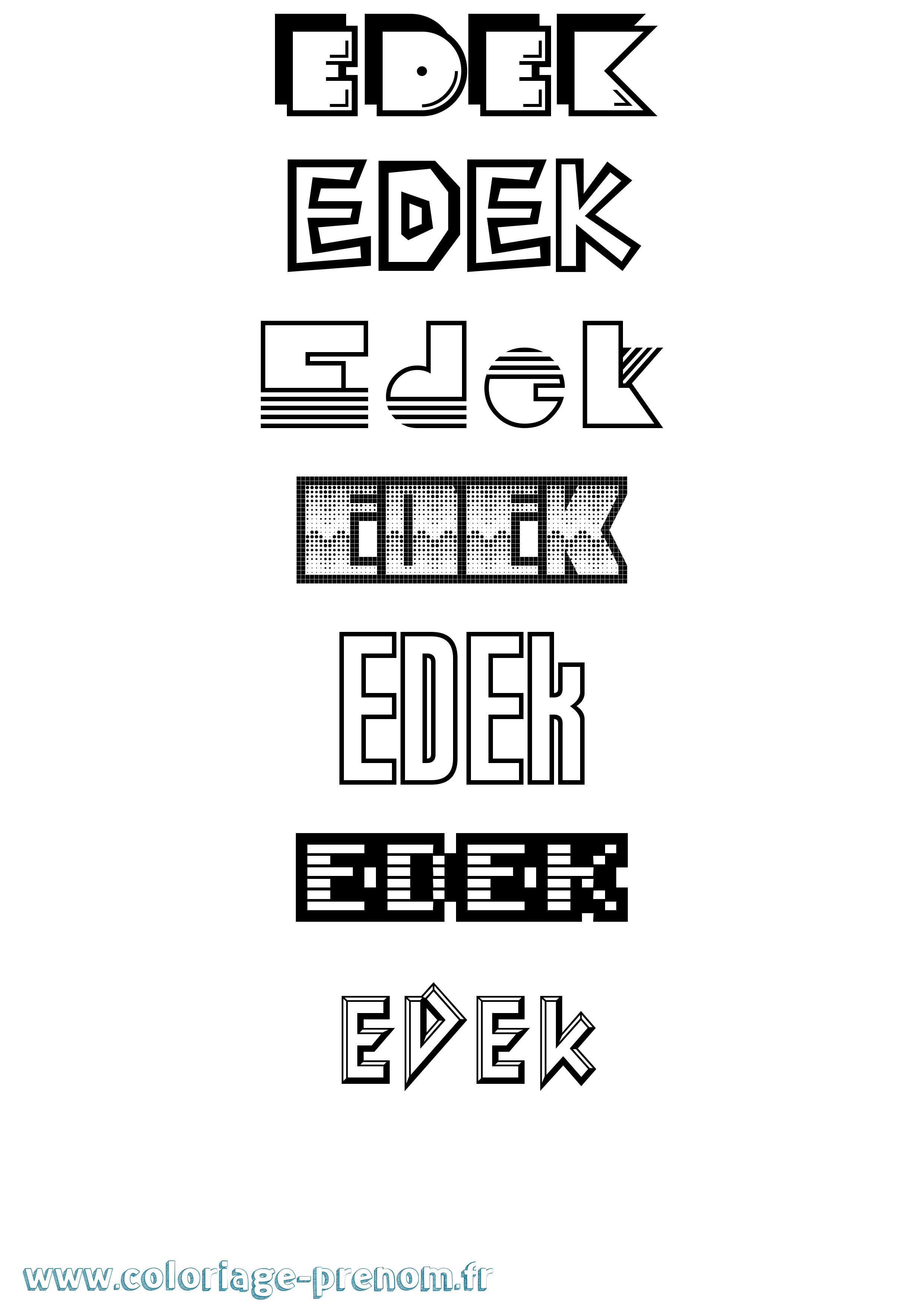 Coloriage Edek Jeux Vidéos Coloriage prénom Edek Jeux Vidéos