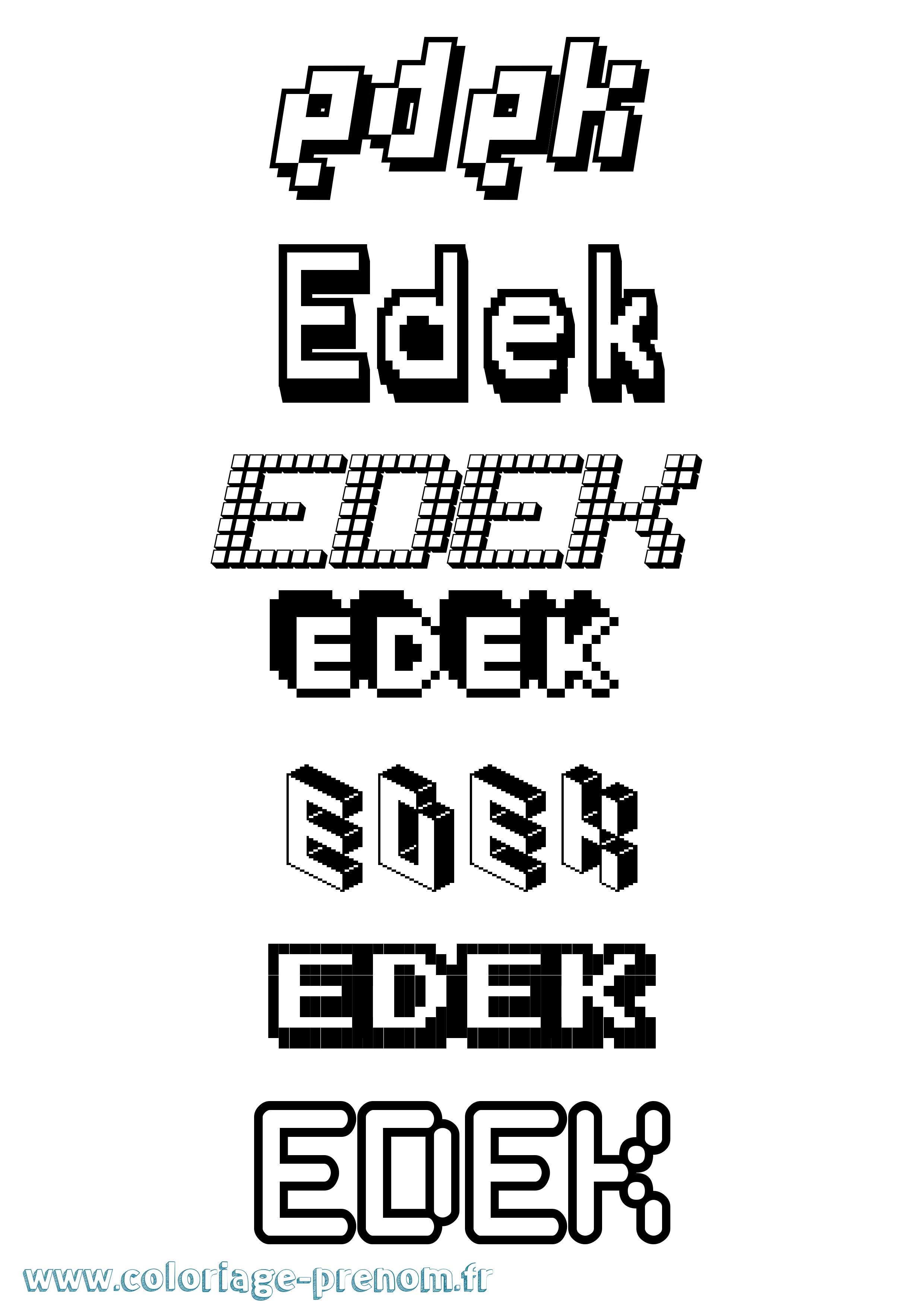 Coloriage Edek Pixel Coloriage prénom Edek Pixel