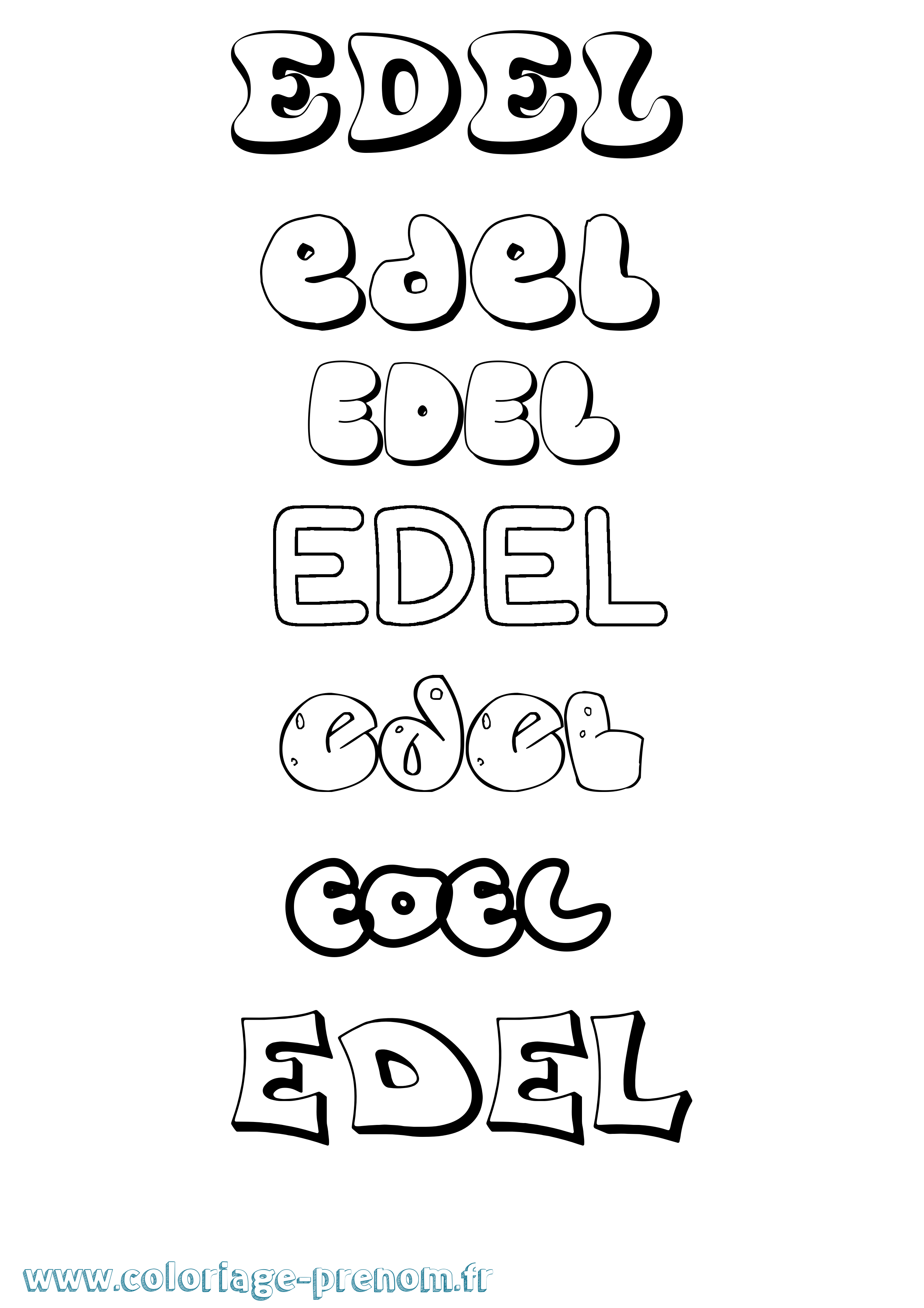 Coloriage Edel Bubble Coloriage prénom Edel Bubble