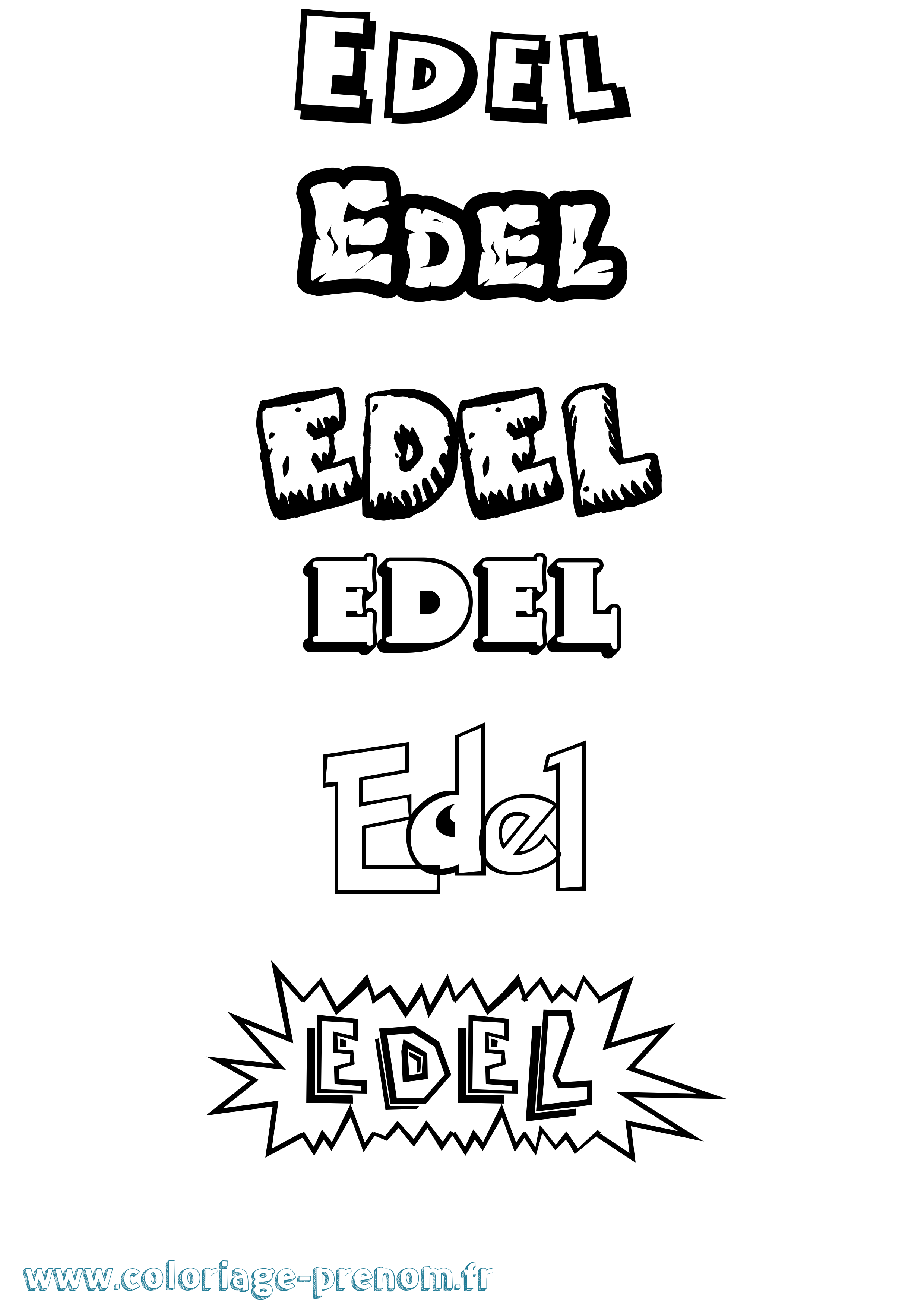 Coloriage Edel Dessin Animé Coloriage prénom Edel Dessin Animé