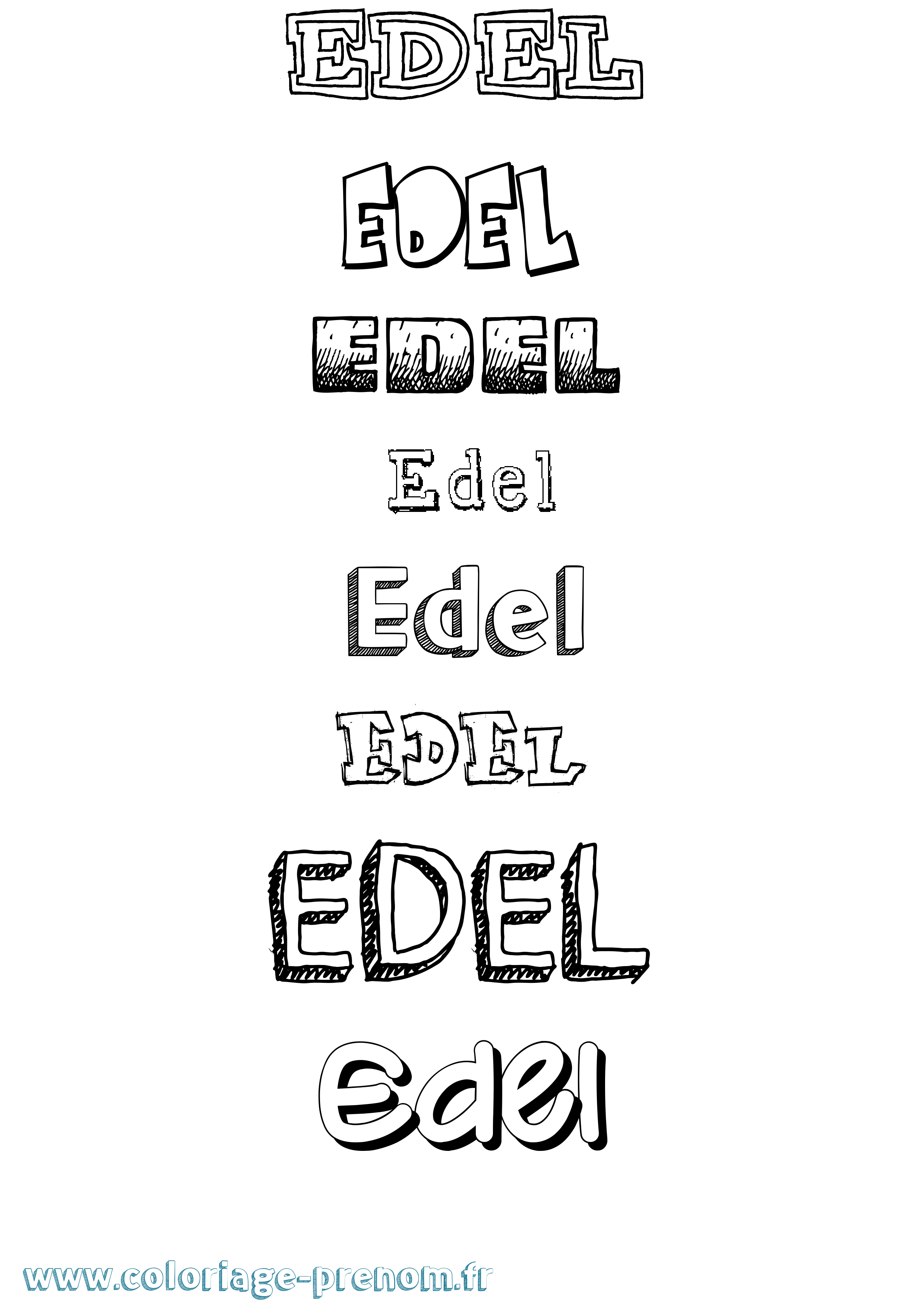 Coloriage Edel Dessiné Coloriage prénom Edel Dessiné