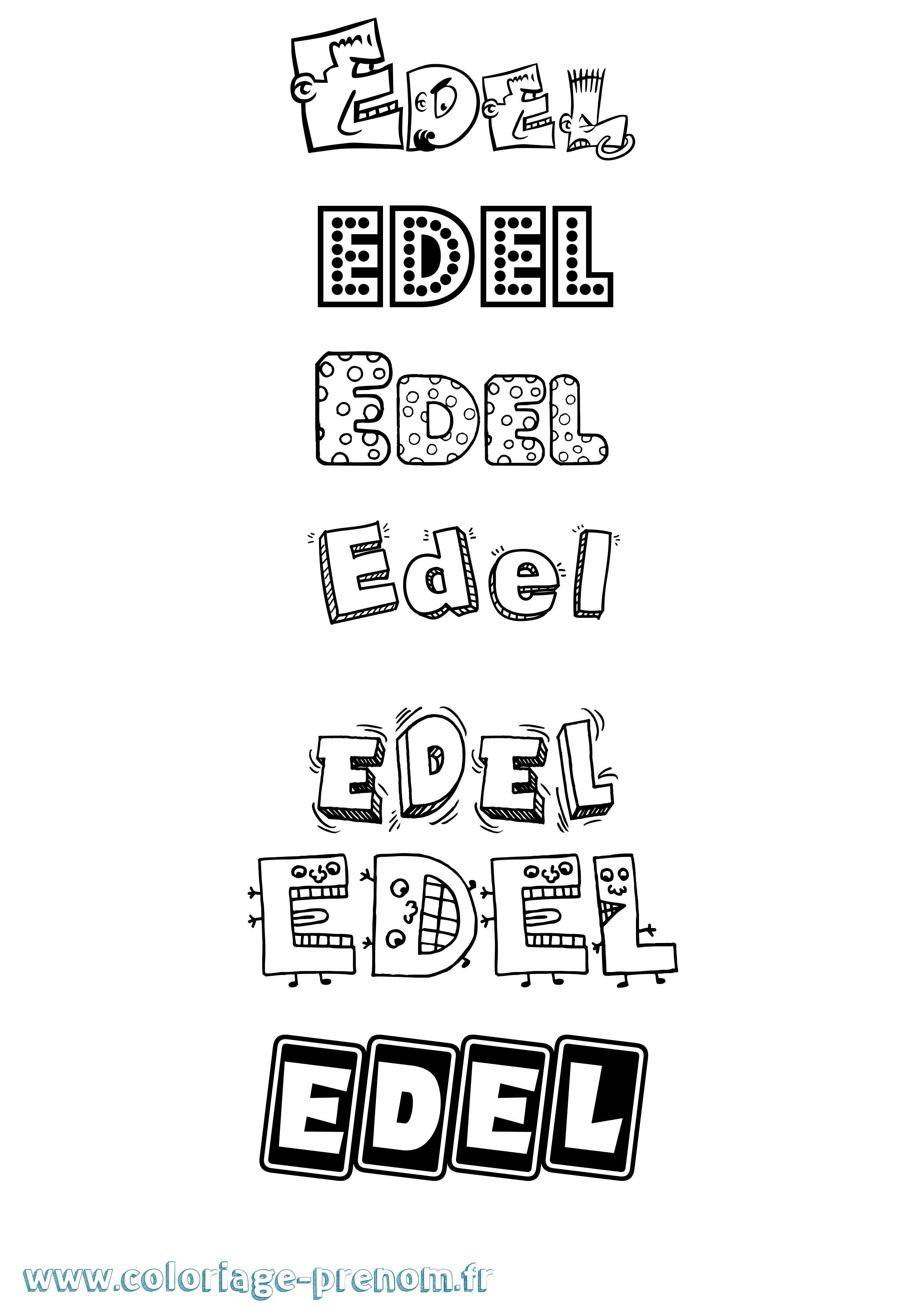 Coloriage Edel Fun Coloriage prénom Edel Fun