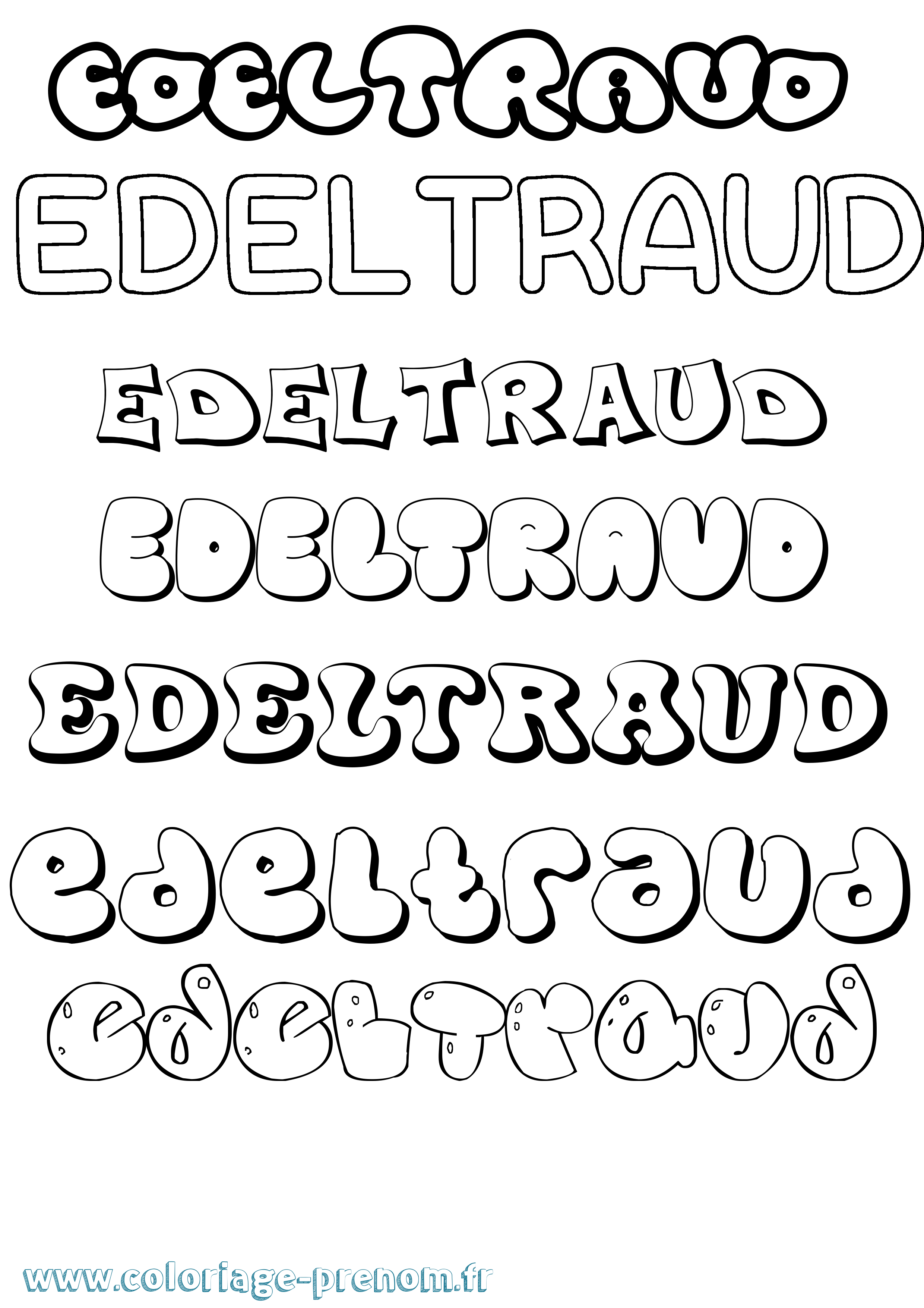 Coloriage prénom Edeltraud Bubble