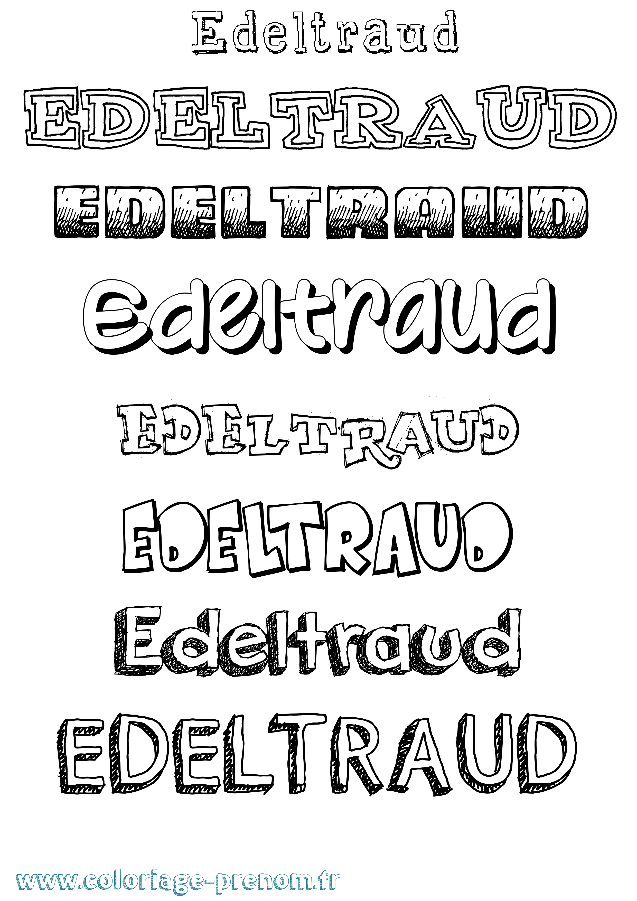 Coloriage Edeltraud Dessiné Coloriage prénom Edeltraud Dessiné