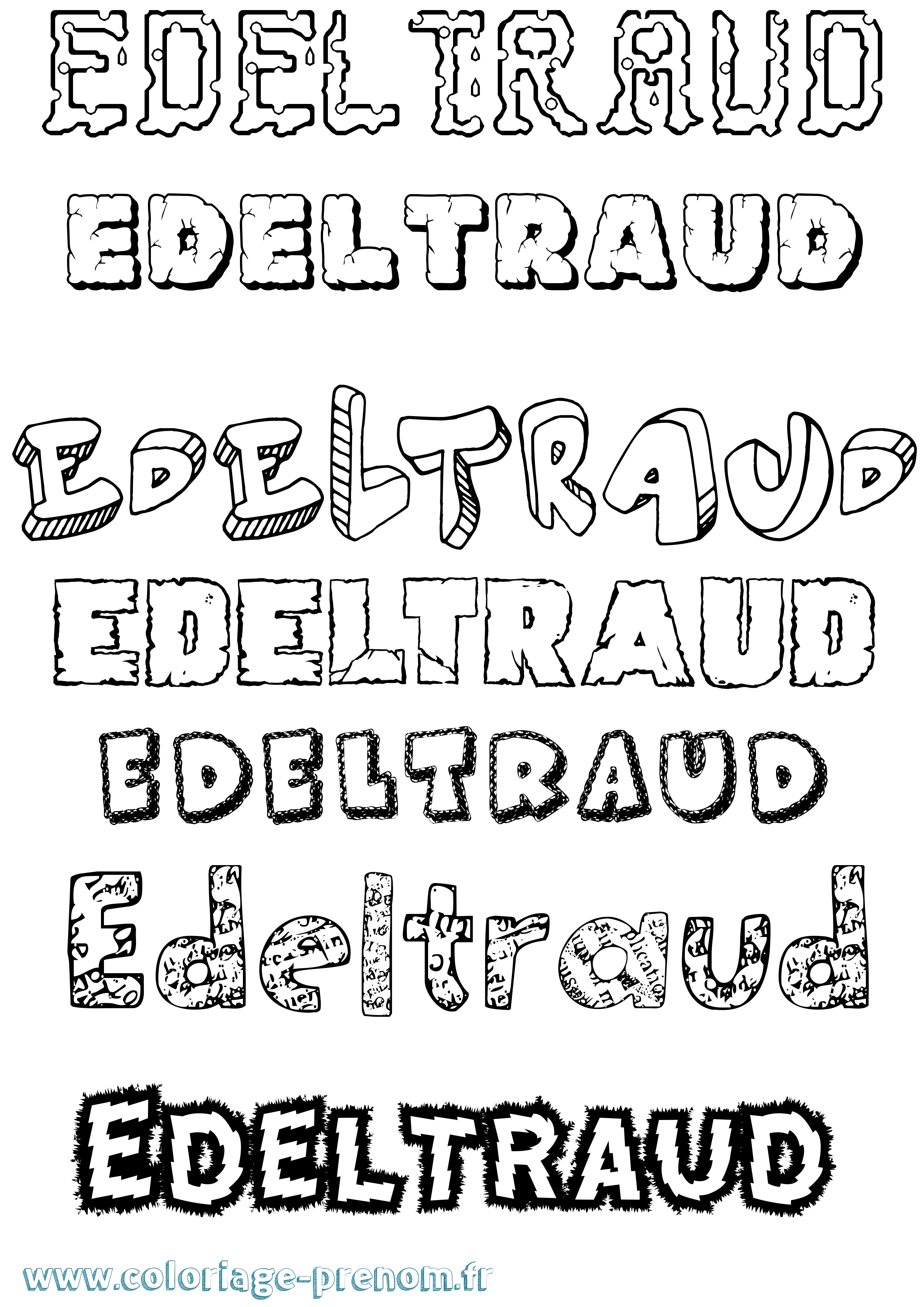 Coloriage Edeltraud Destructuré Coloriage prénom Edeltraud Destructuré
