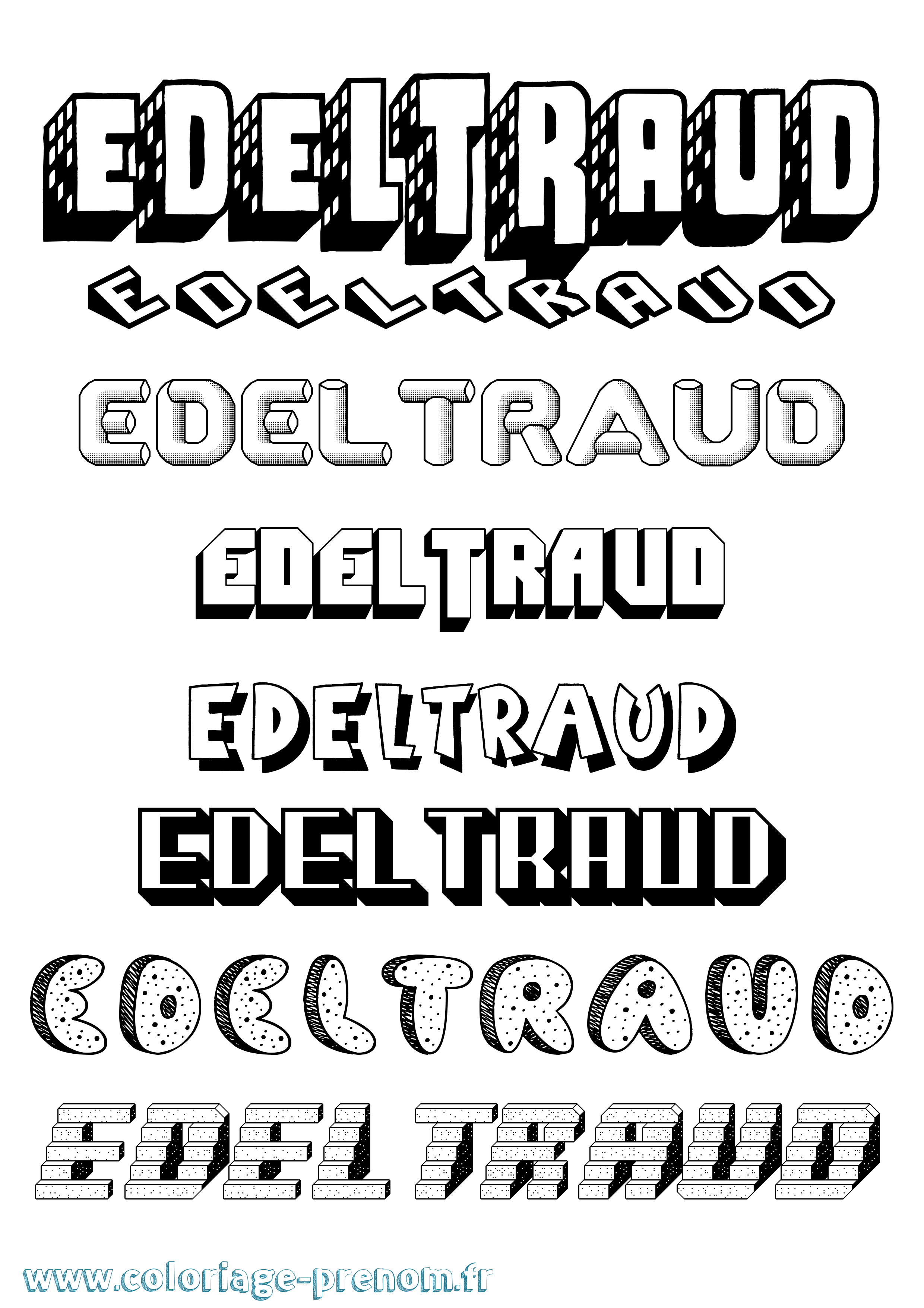 Coloriage Edeltraud Effet 3D Coloriage prénom Edeltraud Effet 3D