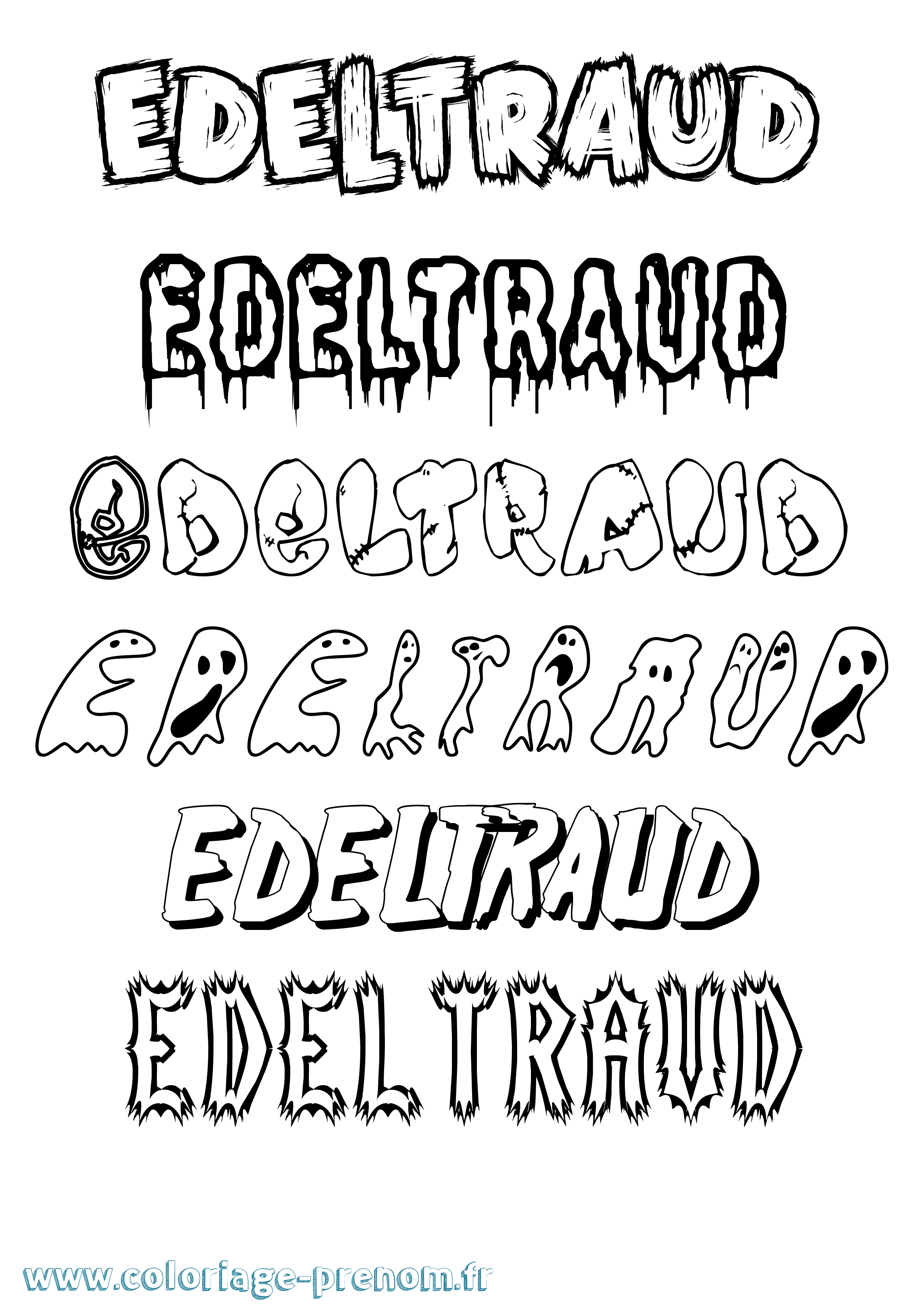 Coloriage Edeltraud Frisson Coloriage prénom Edeltraud Frisson