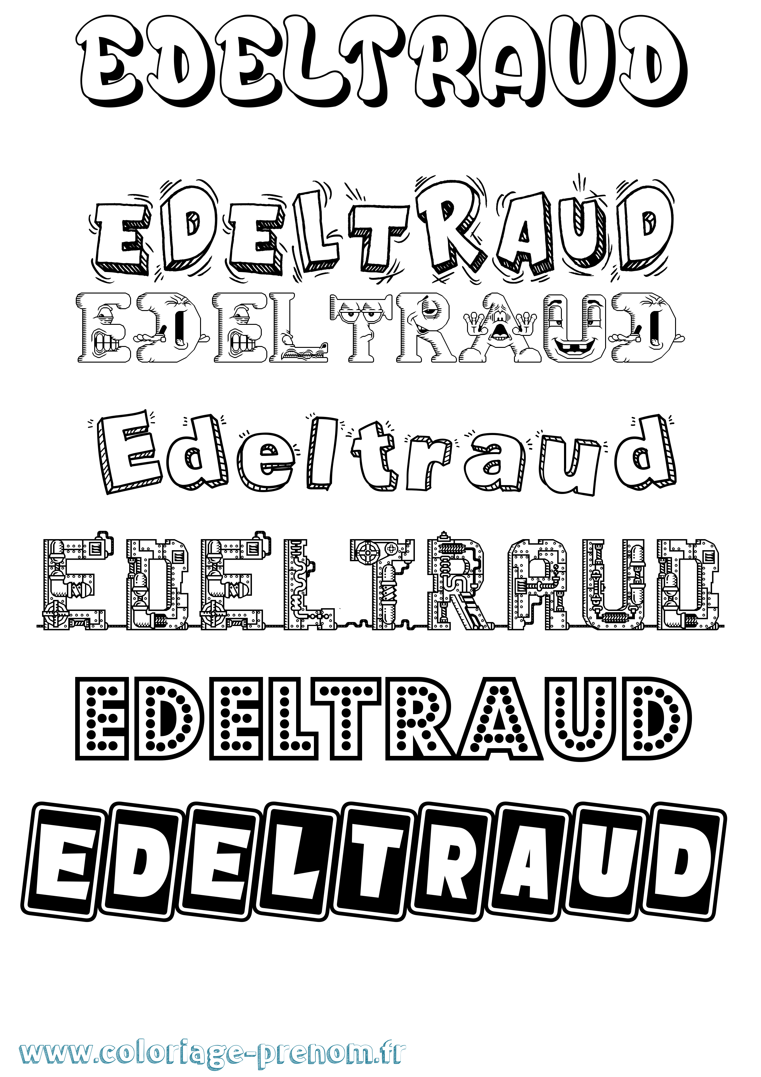 Coloriage Edeltraud Fun Coloriage prénom Edeltraud Fun