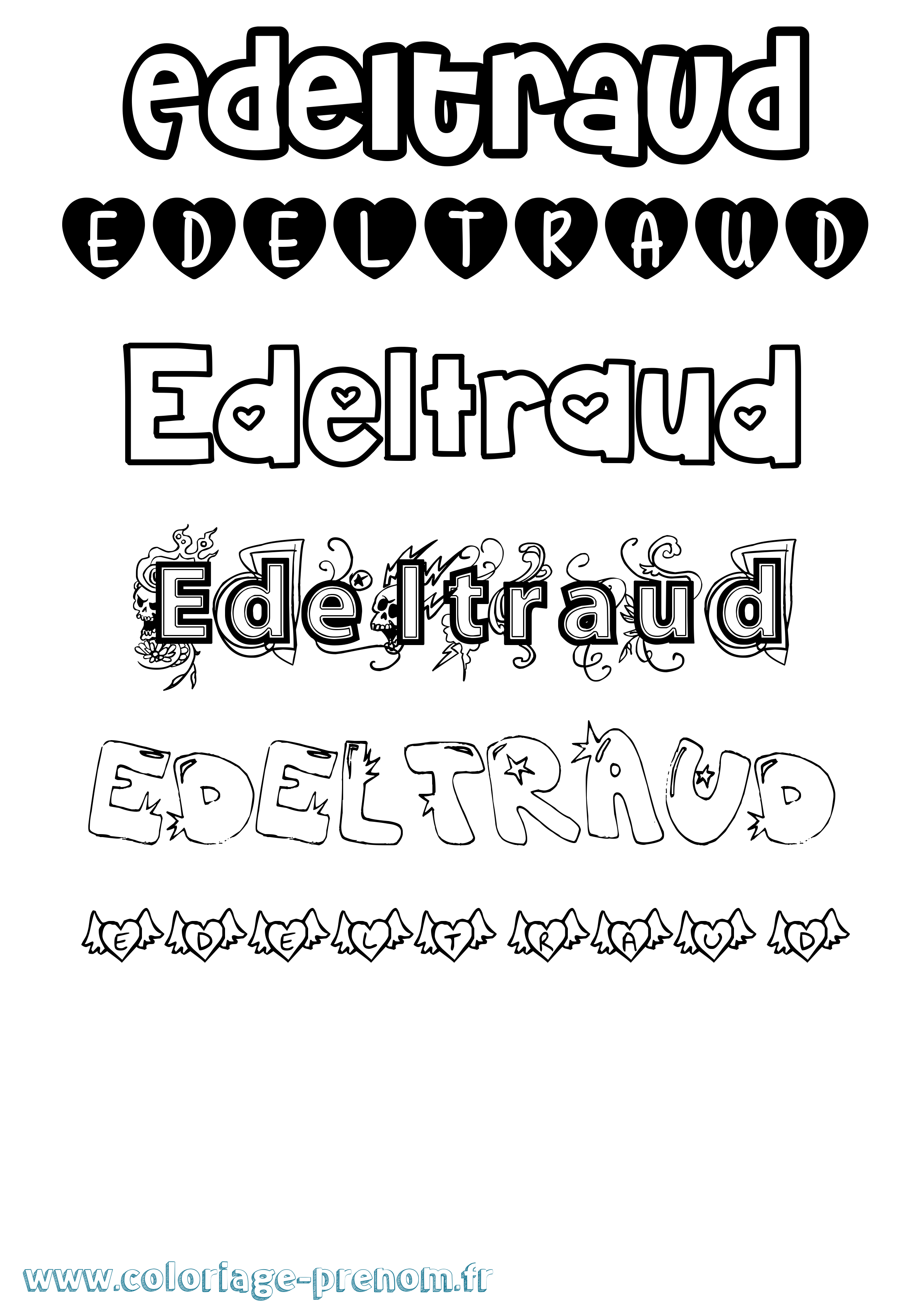 Coloriage prénom Edeltraud Girly