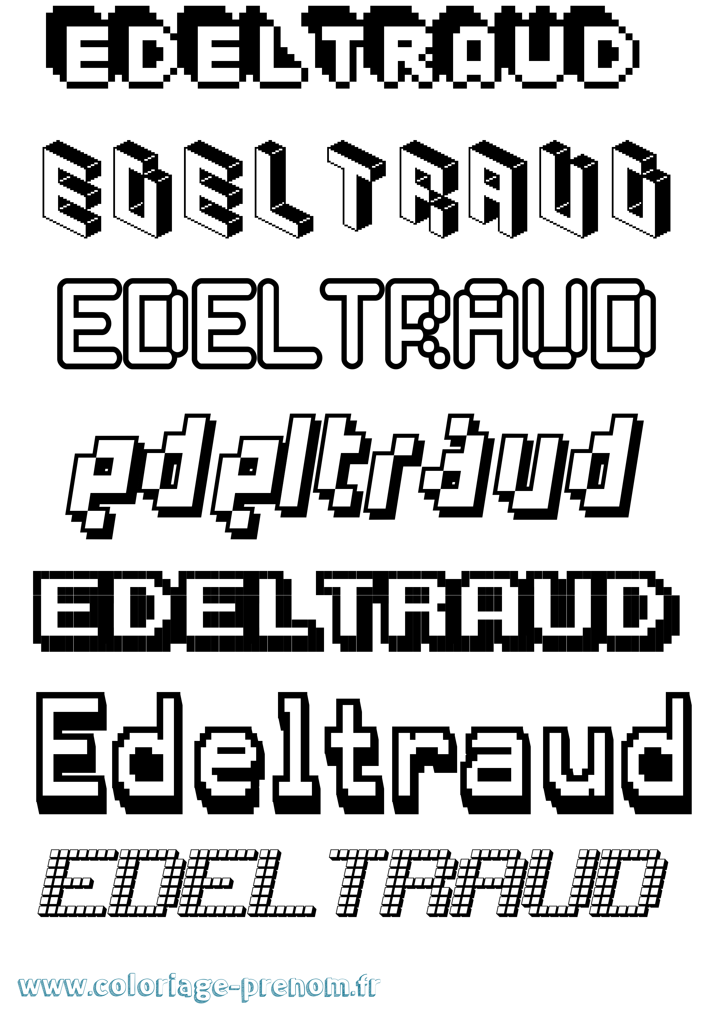 Coloriage Edeltraud Pixel Coloriage prénom Edeltraud Pixel