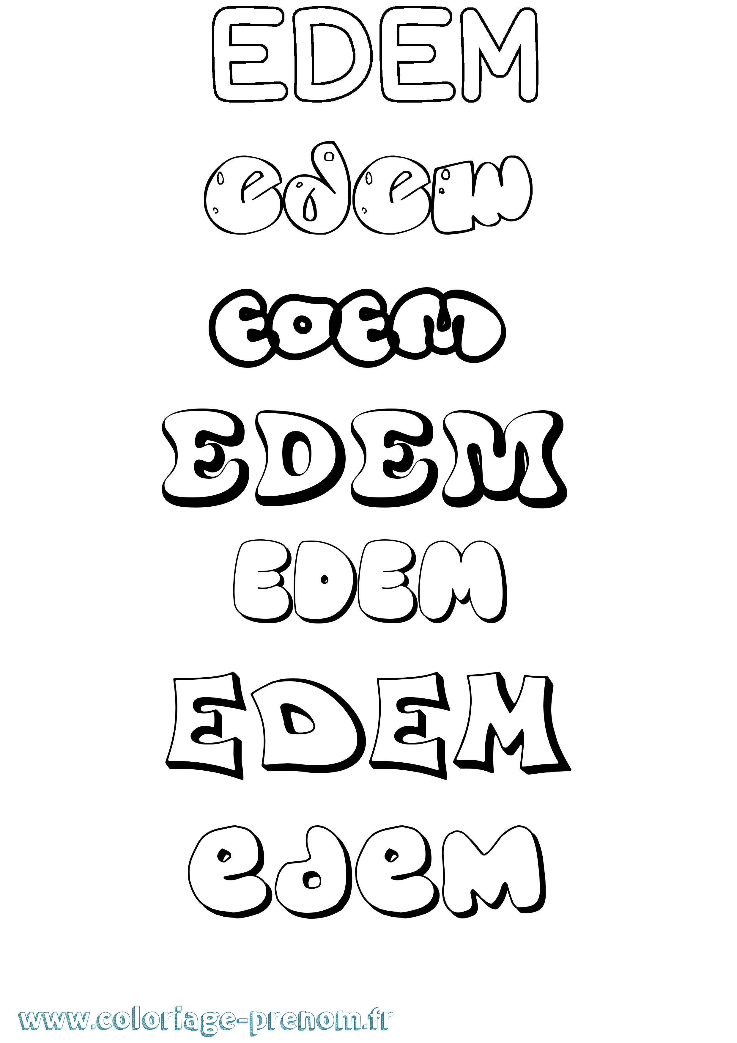 Coloriage Edem Bubble Coloriage prénom Edem Bubble