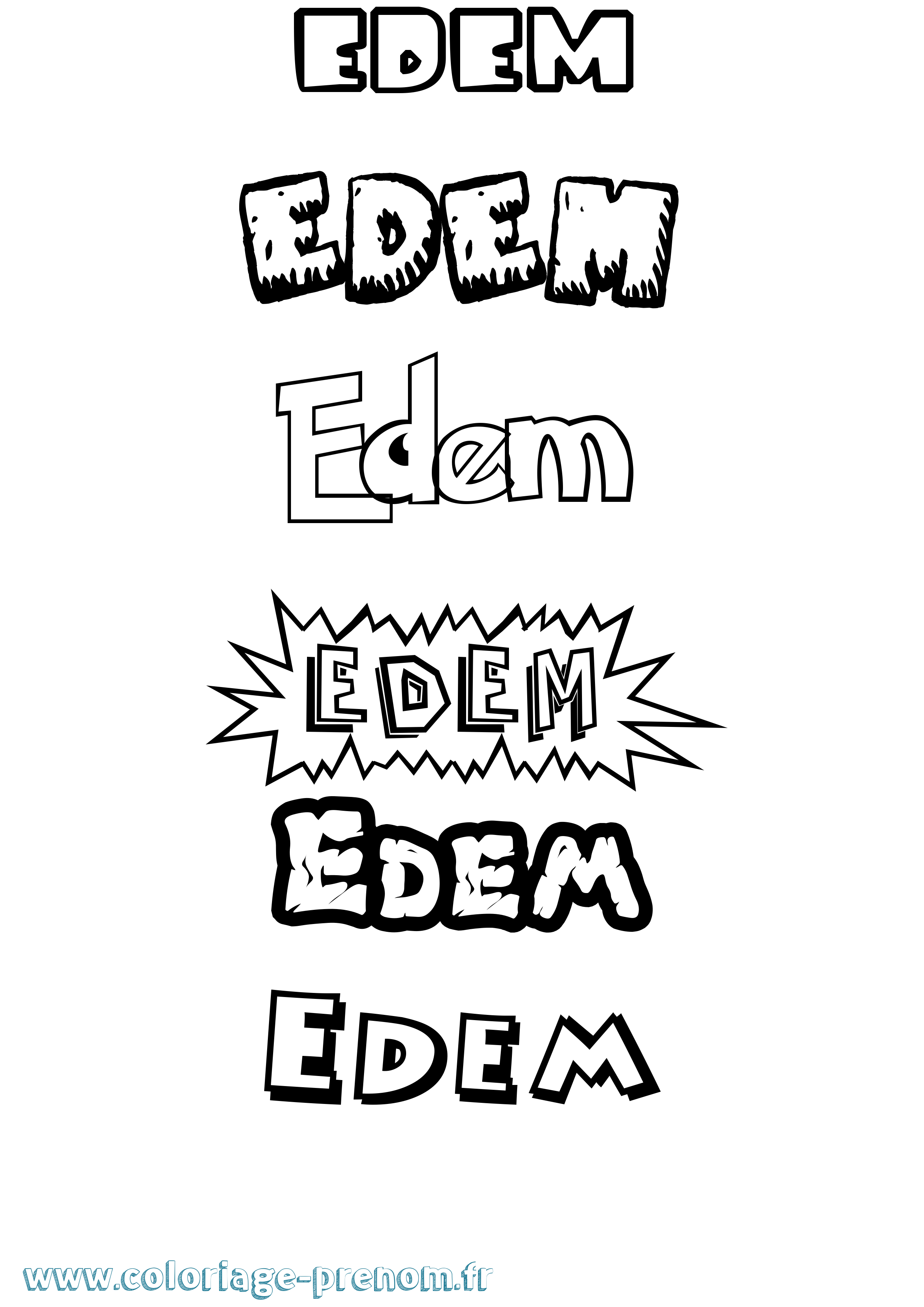 Coloriage Edem Dessin Animé Coloriage prénom Edem Dessin Animé