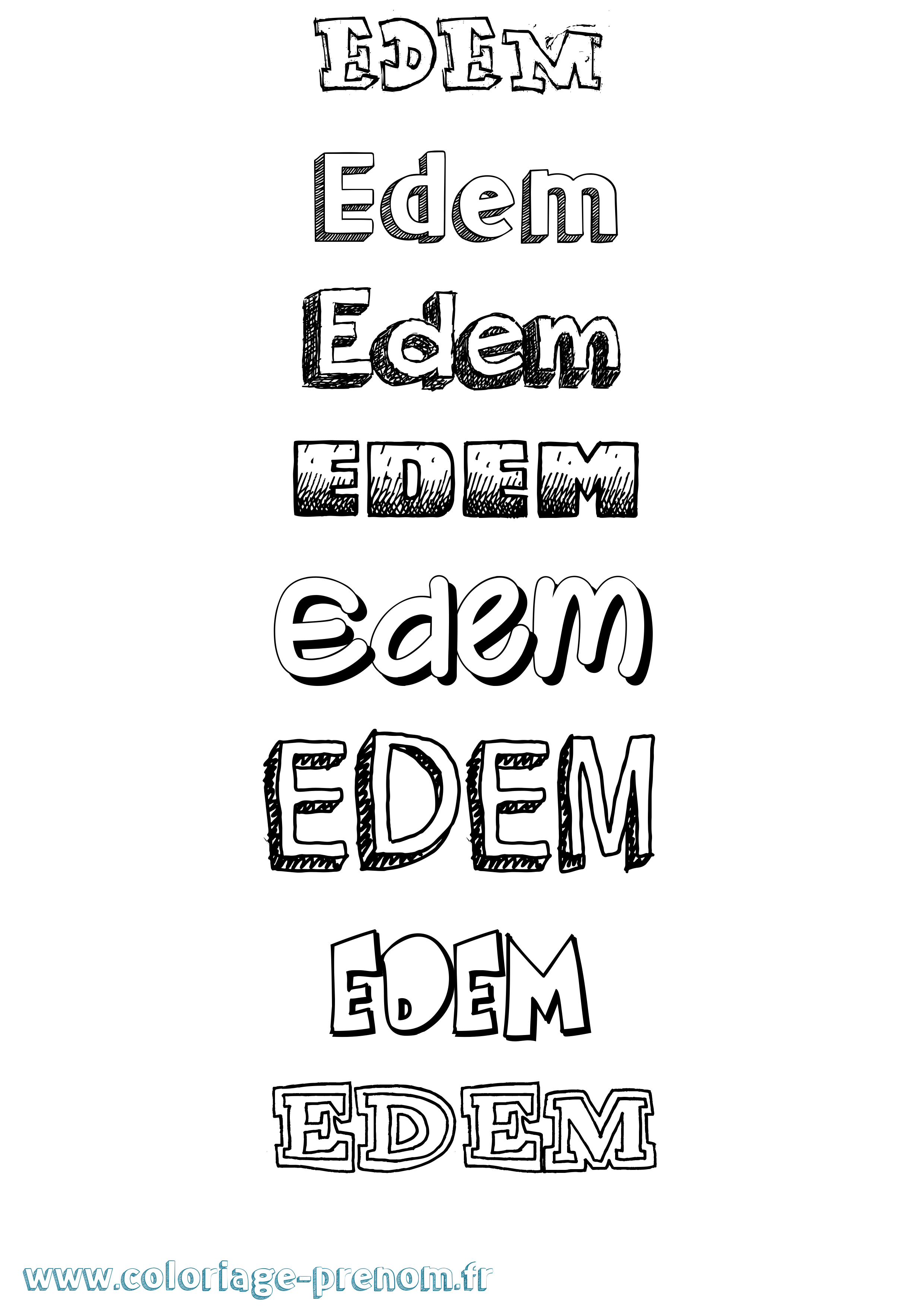 Coloriage Edem Dessiné Coloriage prénom Edem Dessiné
