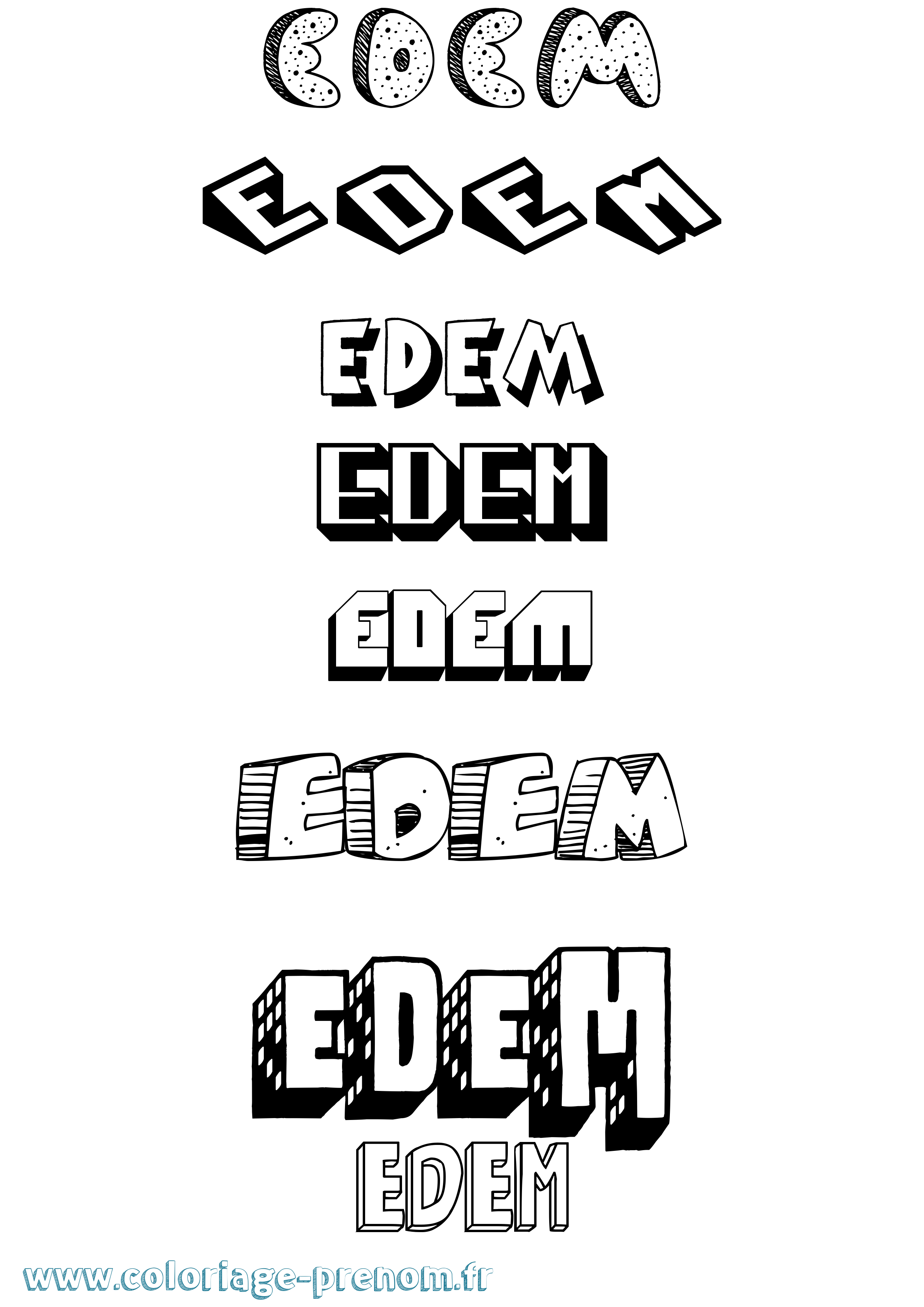 Coloriage Edem Effet 3D Coloriage prénom Edem Effet 3D