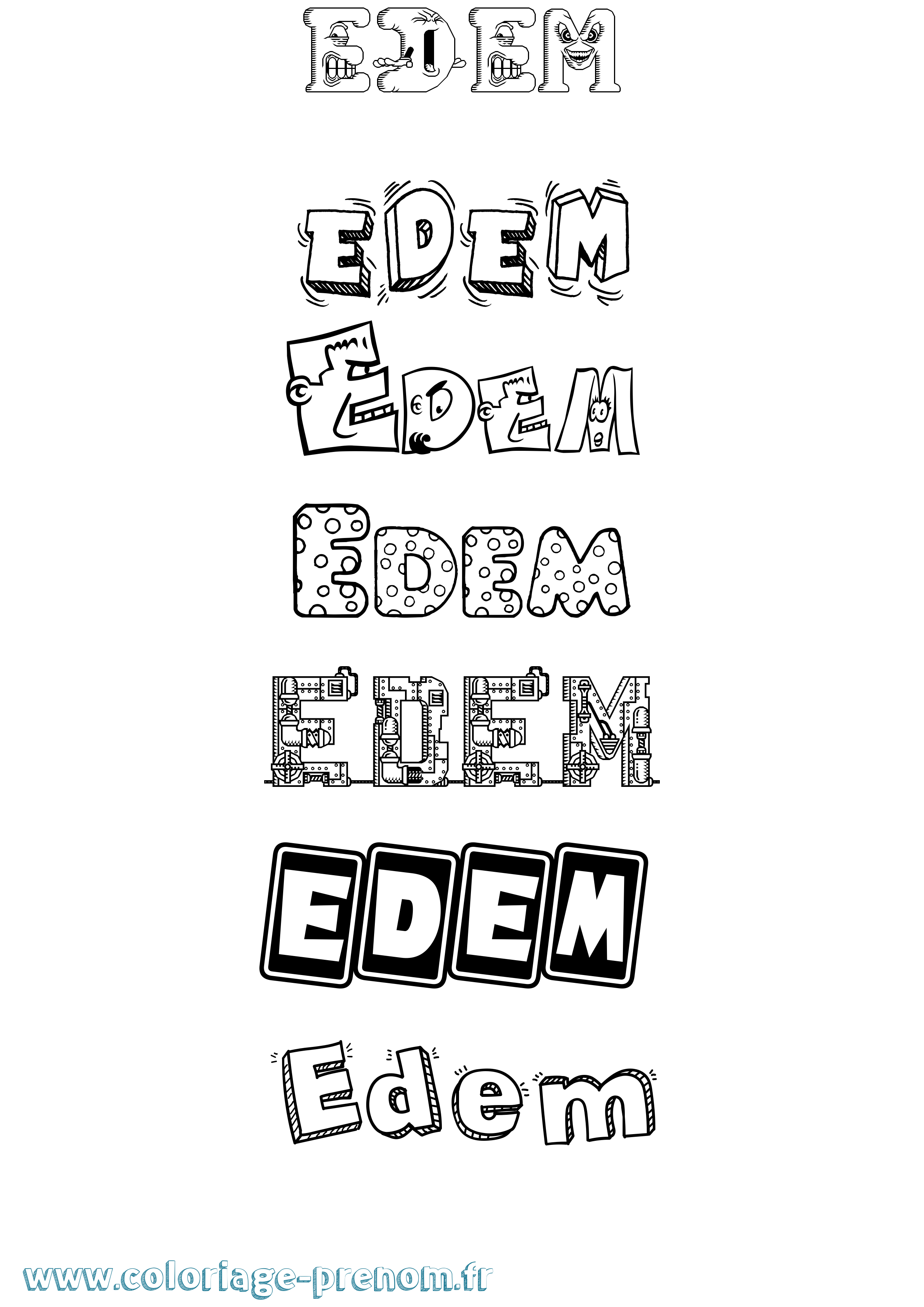 Coloriage Edem Fun Coloriage prénom Edem Fun