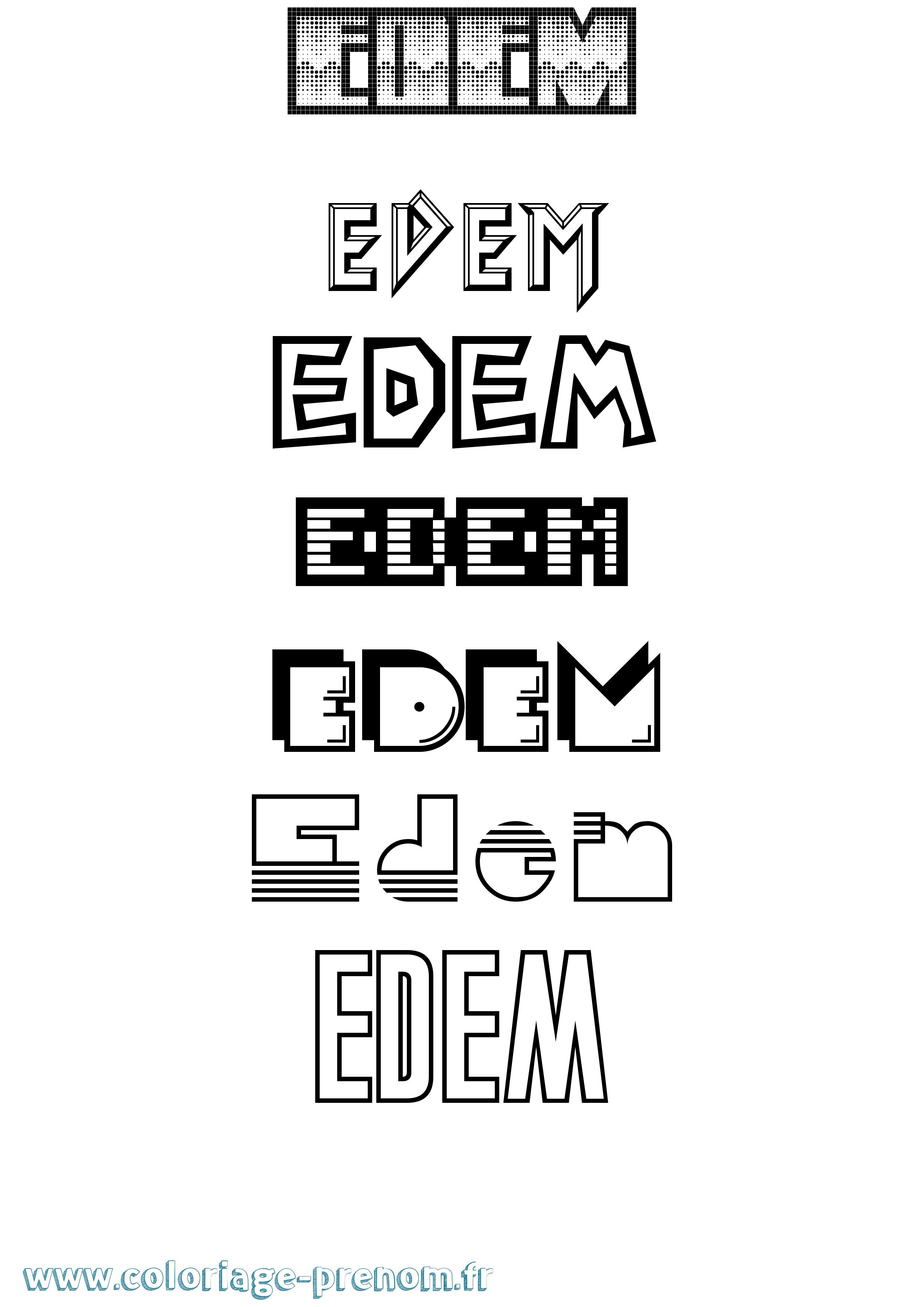 Coloriage Edem Jeux Vidéos Coloriage prénom Edem Jeux Vidéos