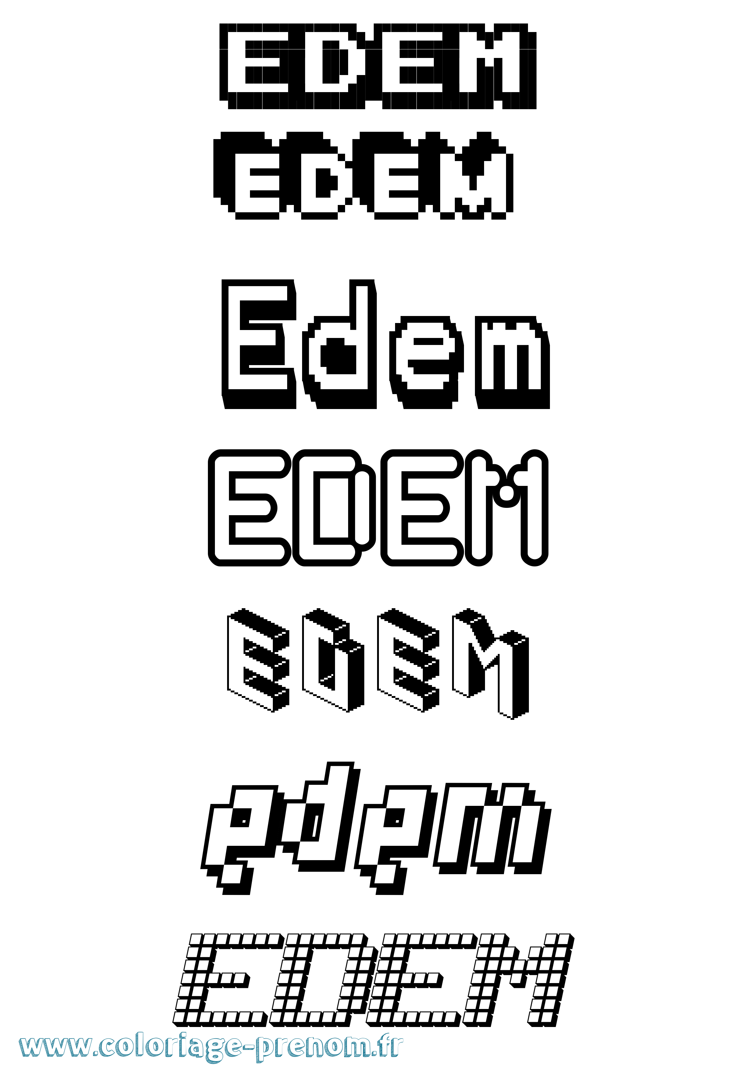 Coloriage Edem Pixel Coloriage prénom Edem Pixel