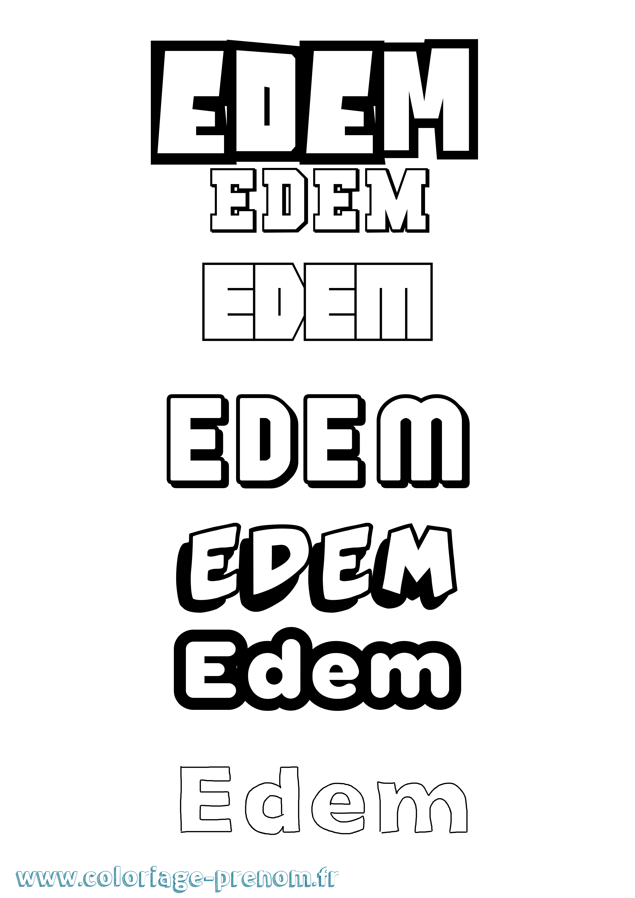 Coloriage Edem Simple Coloriage prénom Edem Simple