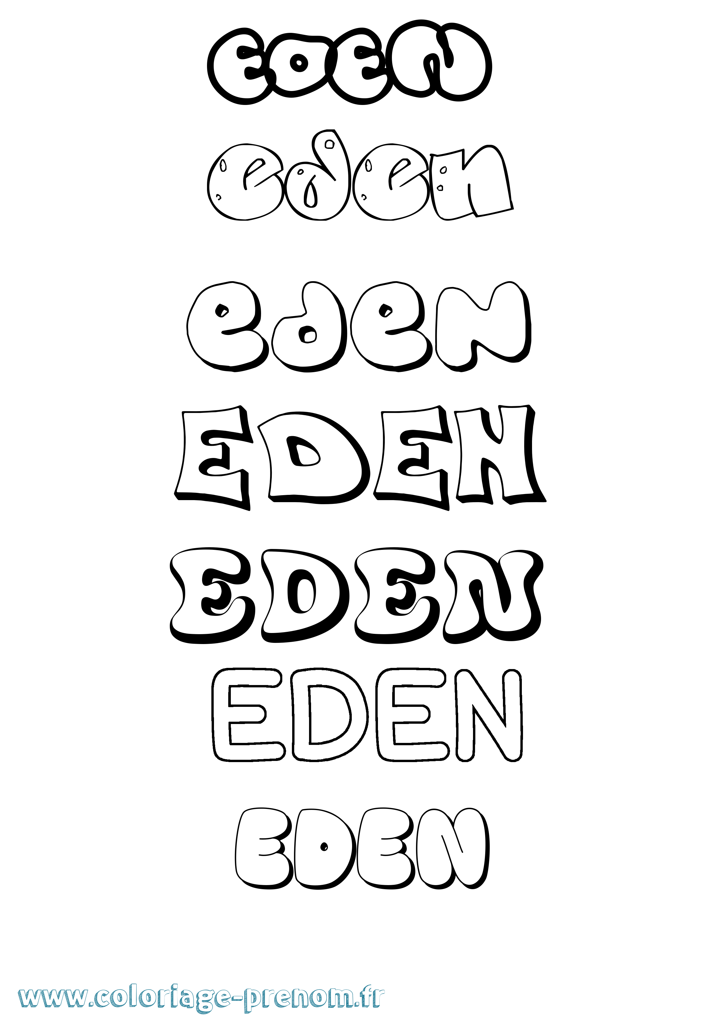 Coloriage Eden Bubble Coloriage prénom Eden Bubble
