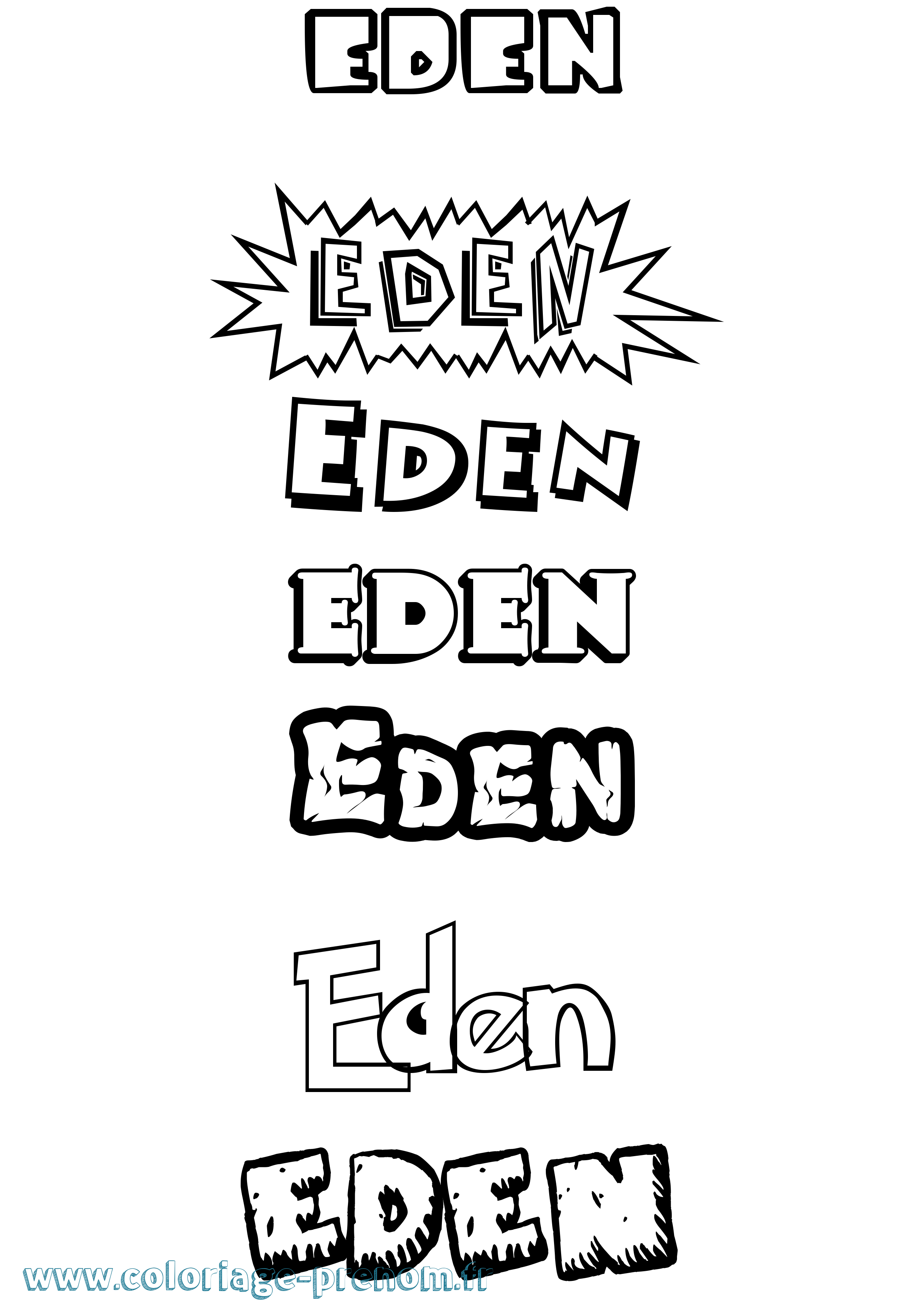 Coloriage Eden Dessin Animé Coloriage prénom Eden Dessin Animé