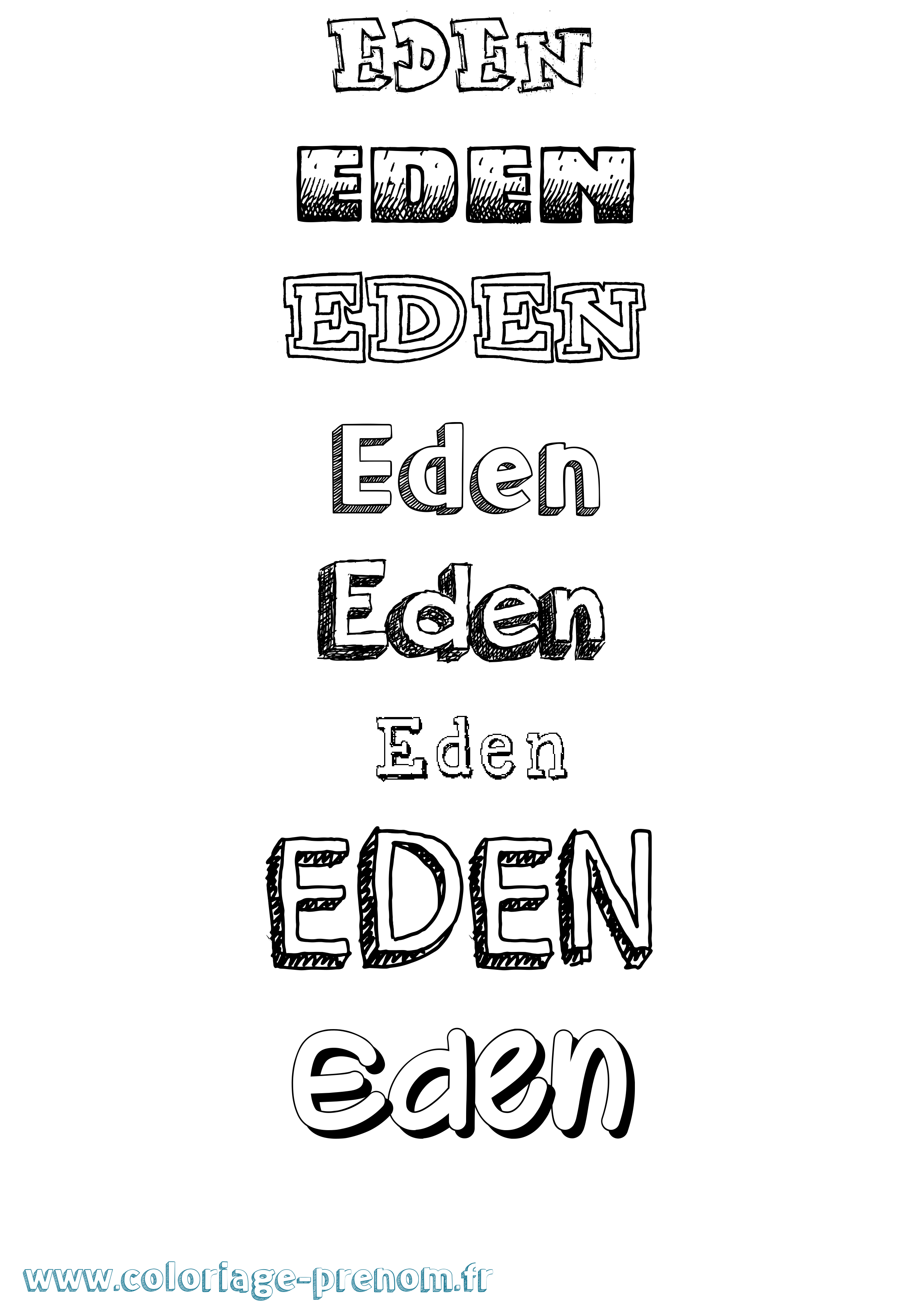 Coloriage Eden Dessiné Coloriage prénom Eden Dessiné