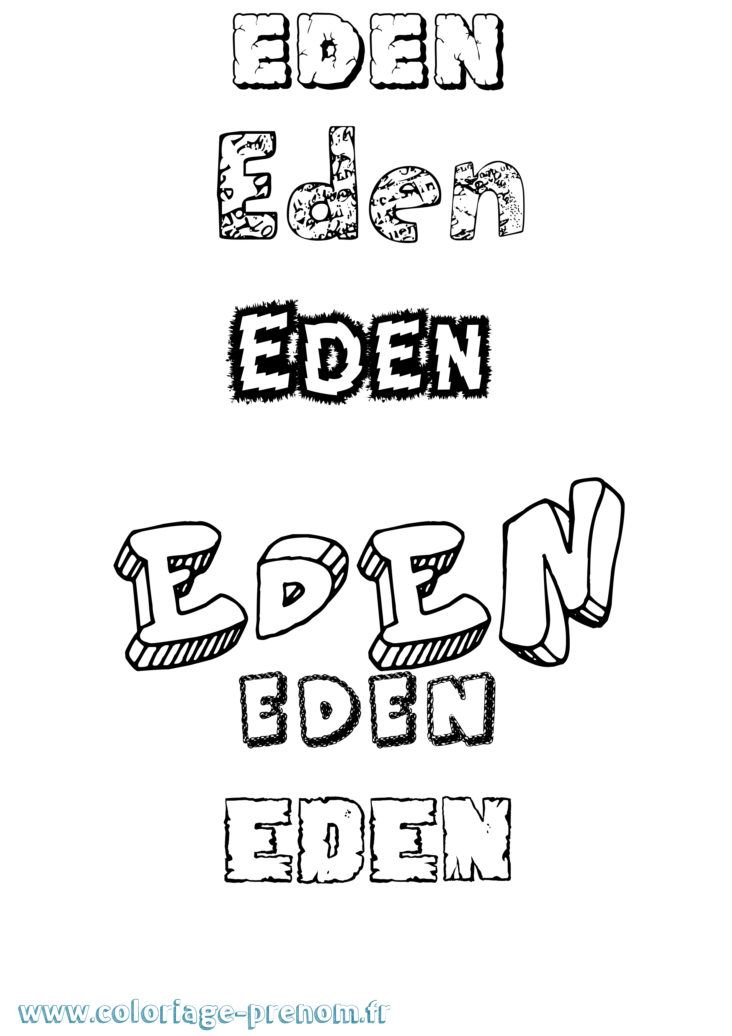 Coloriage Eden Destructuré Coloriage prénom Eden Destructuré