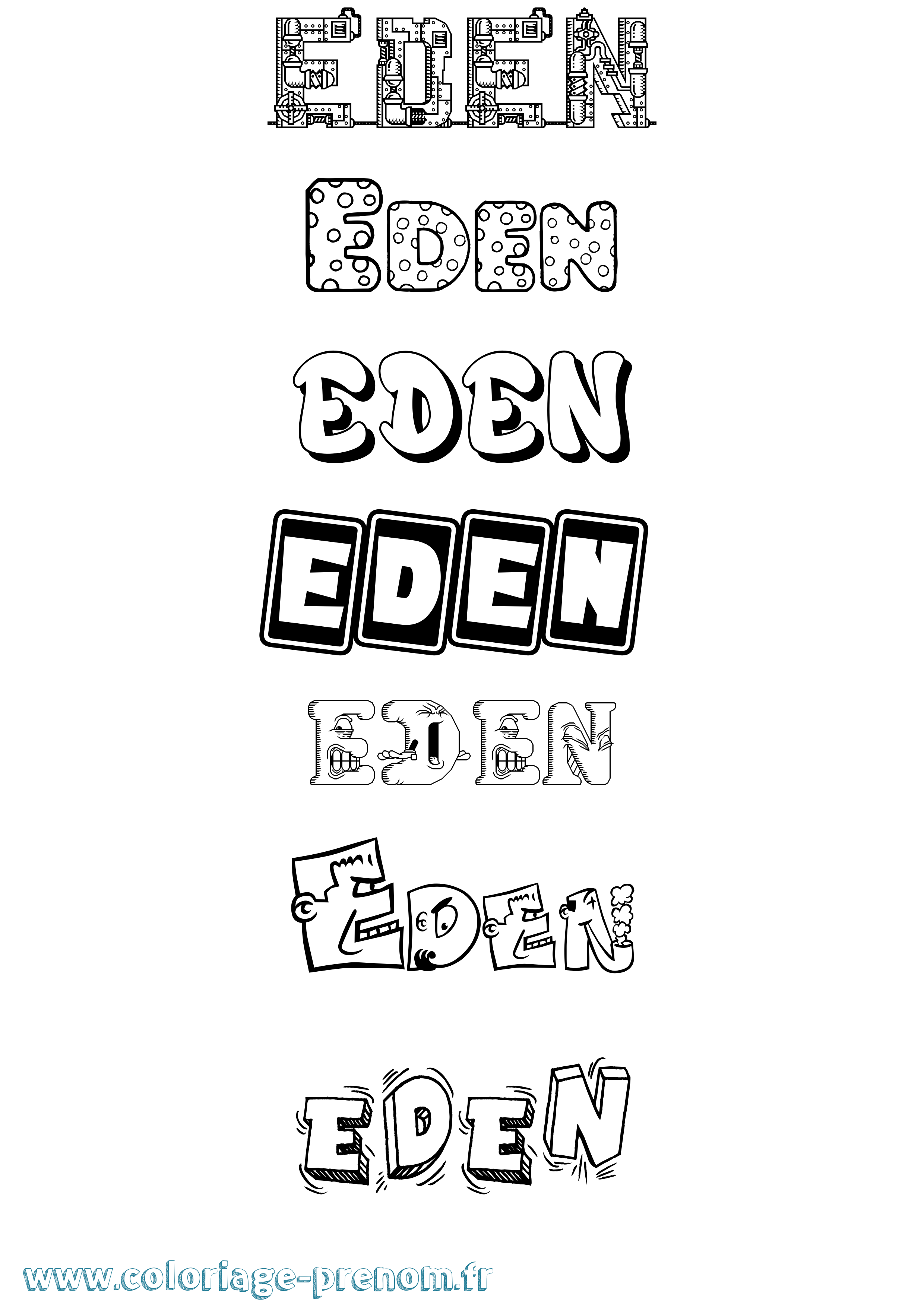 Coloriage Eden Fun Coloriage prénom Eden Fun