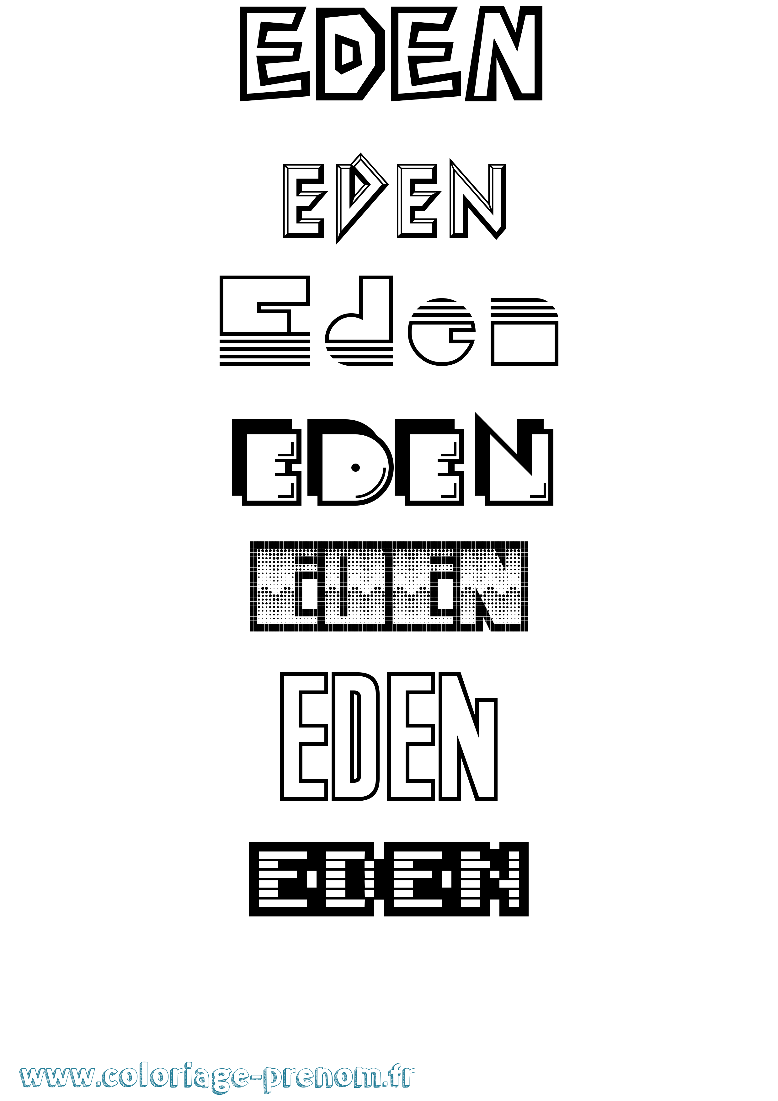 Coloriage Eden Jeux Vidéos Coloriage prénom Eden Jeux Vidéos