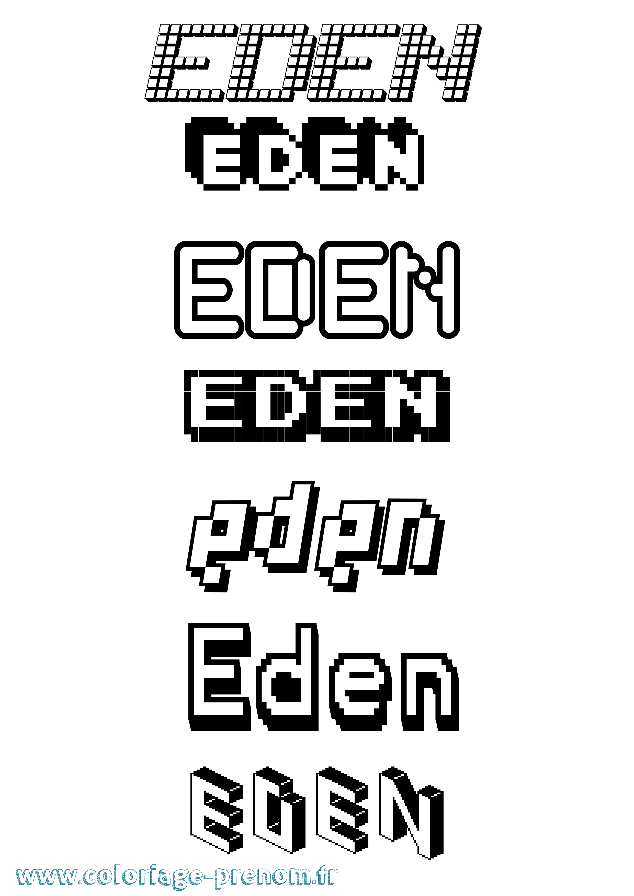 Coloriage Eden Pixel Coloriage prénom Eden Pixel