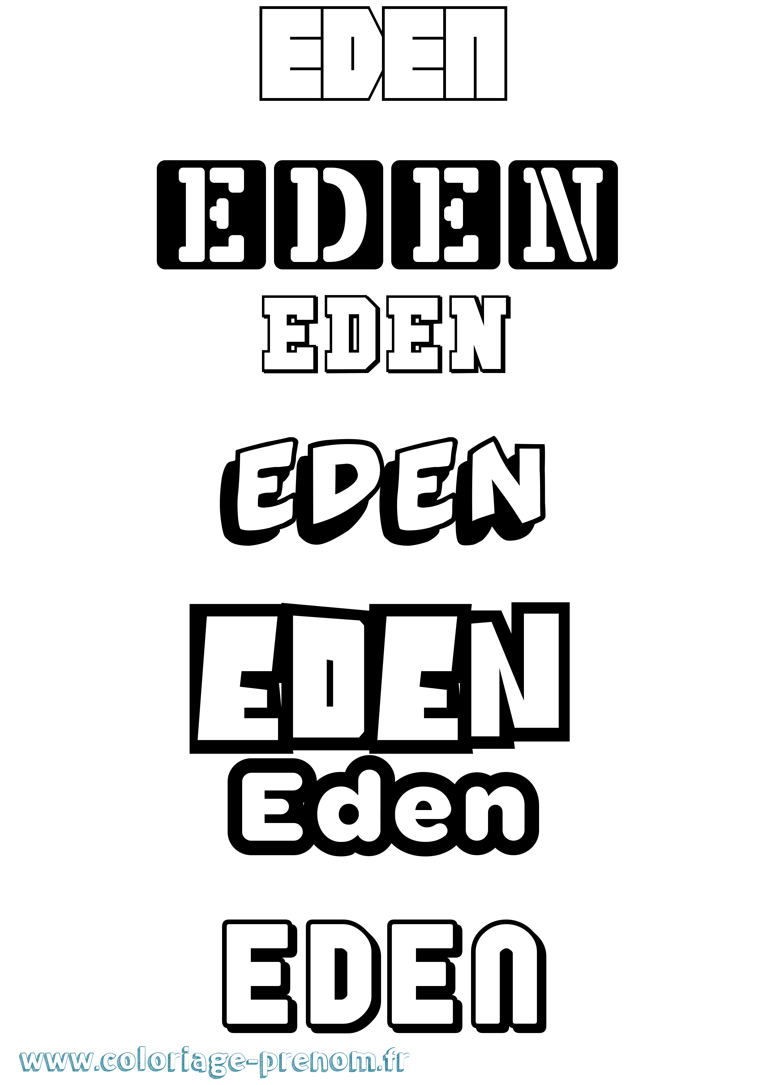 Coloriage Eden Simple Coloriage prénom Eden Simple