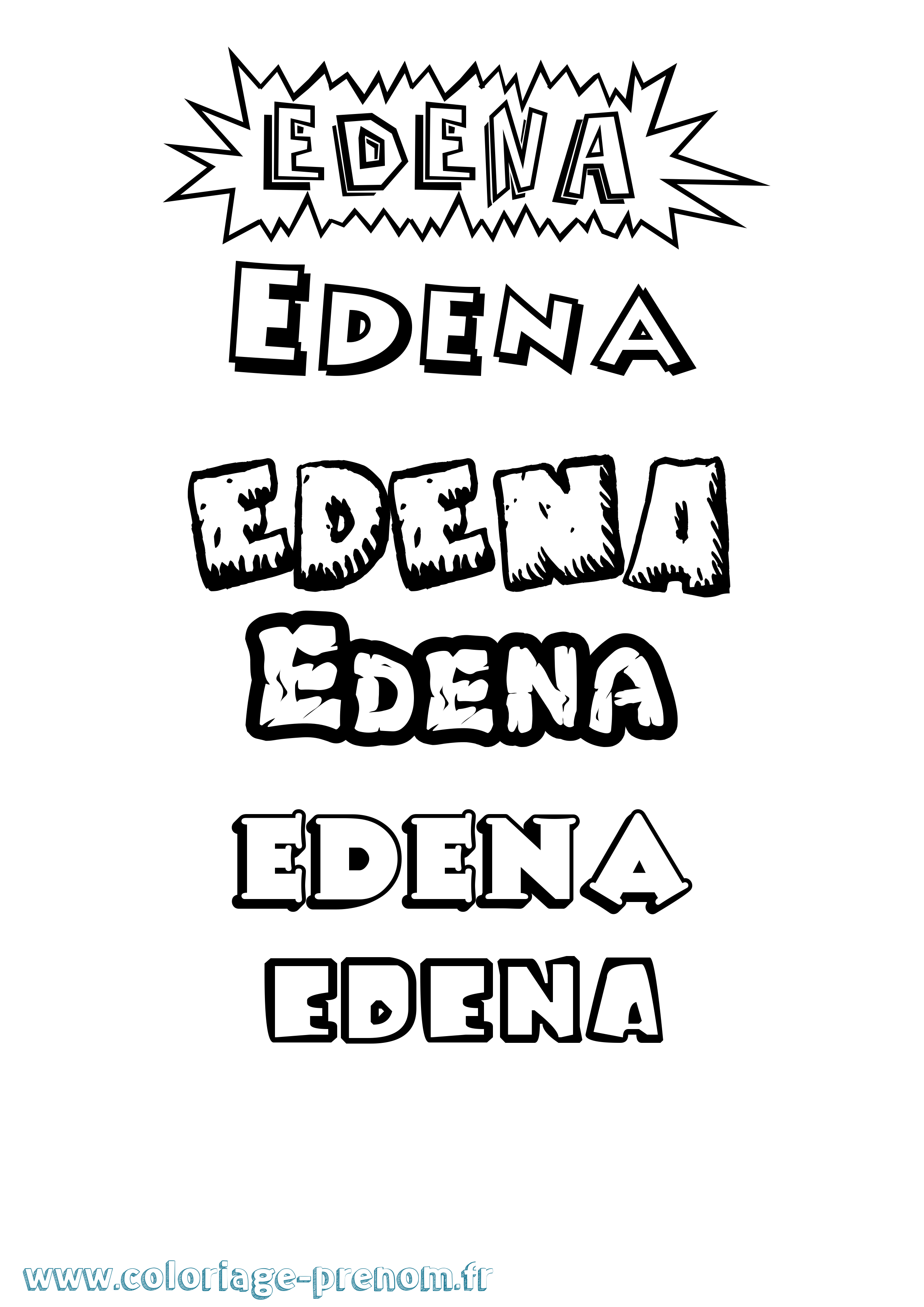 Coloriage prénom Edena Dessin Animé