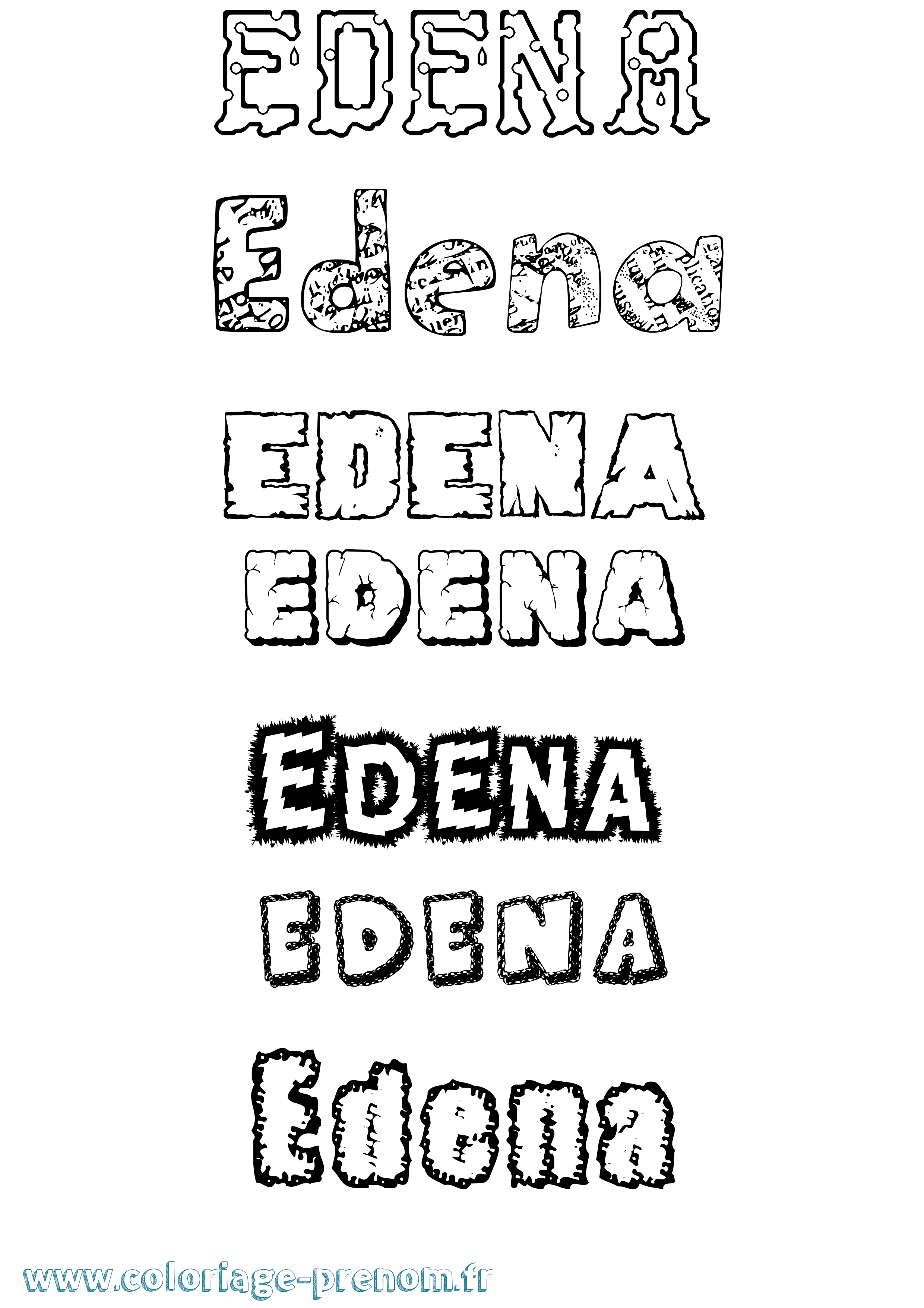 Coloriage prénom Edena Destructuré