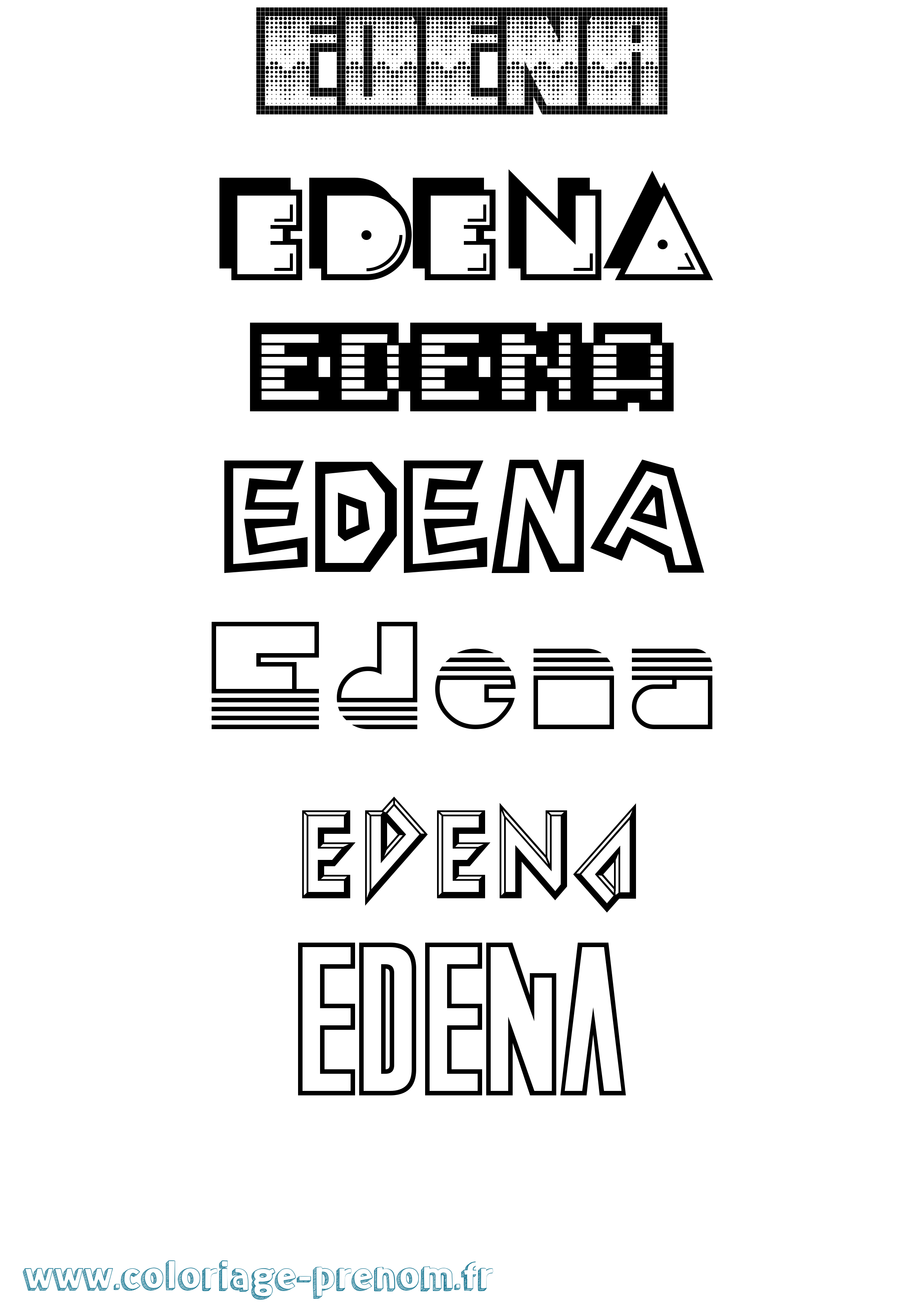 Coloriage prénom Edena Jeux Vidéos