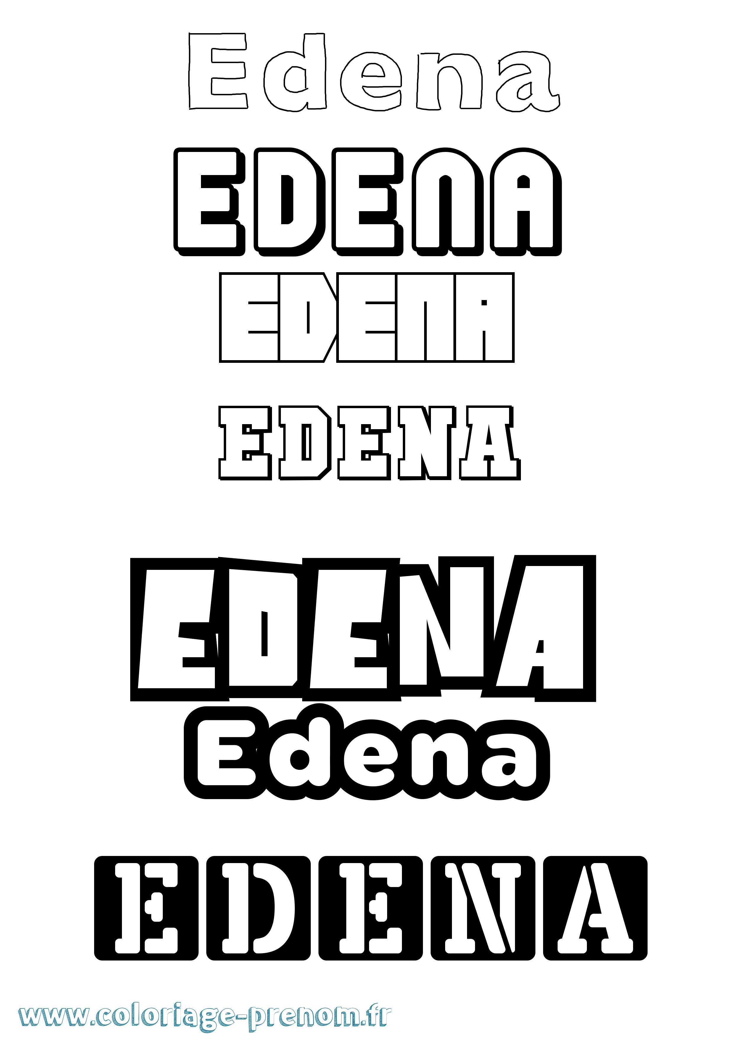 Coloriage prénom Edena Simple