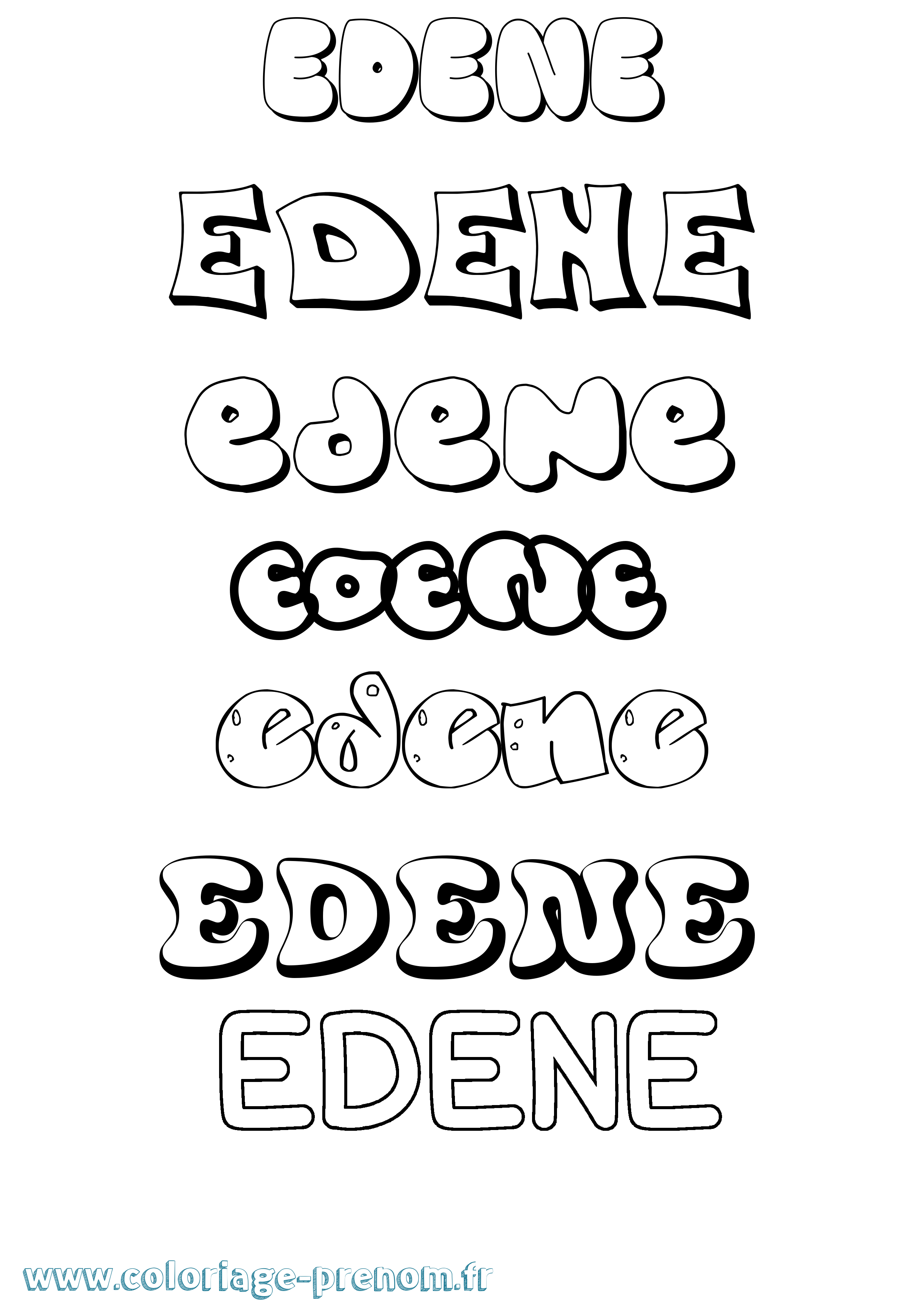 Coloriage prénom Edene Bubble