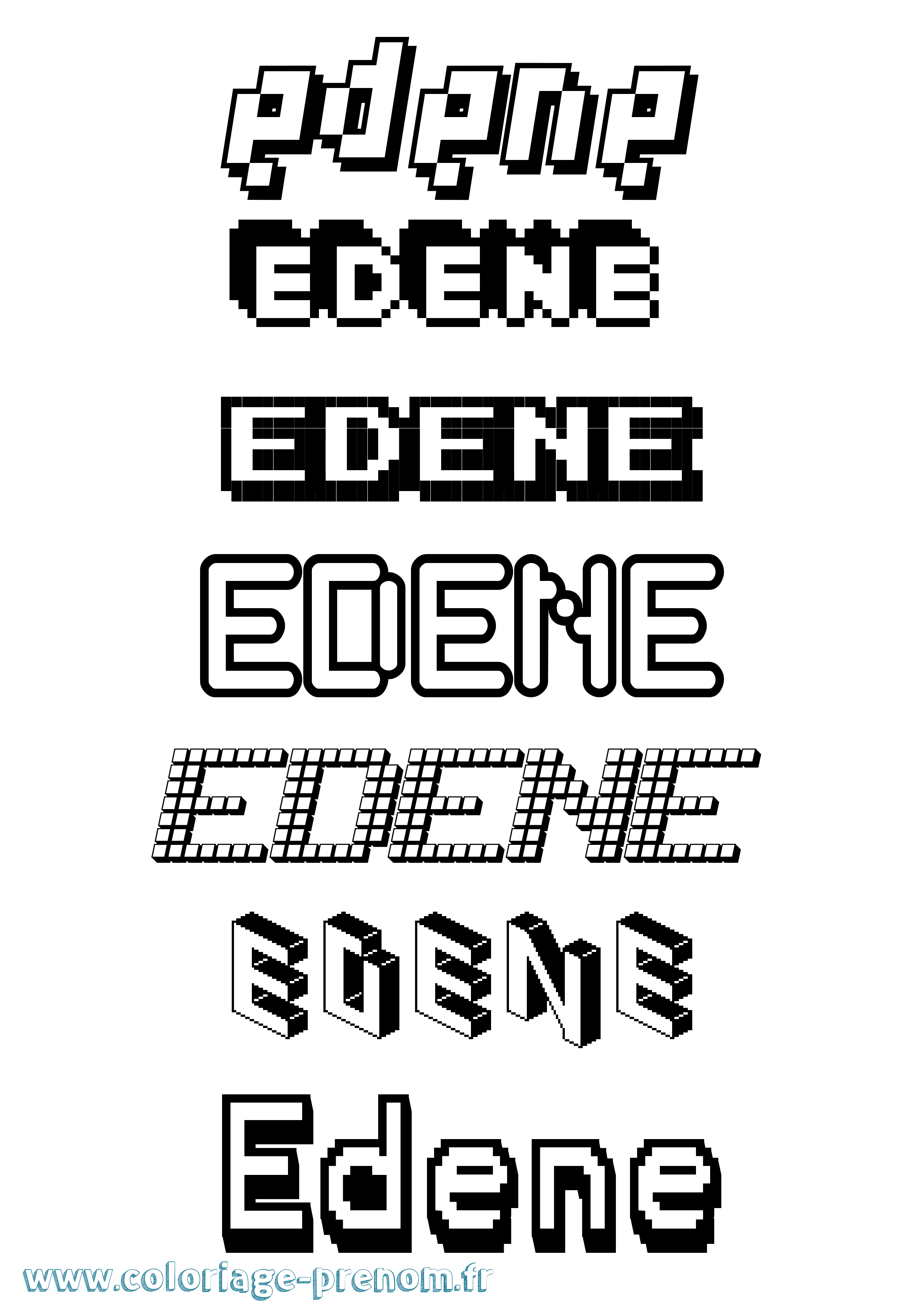Coloriage prénom Edene Pixel