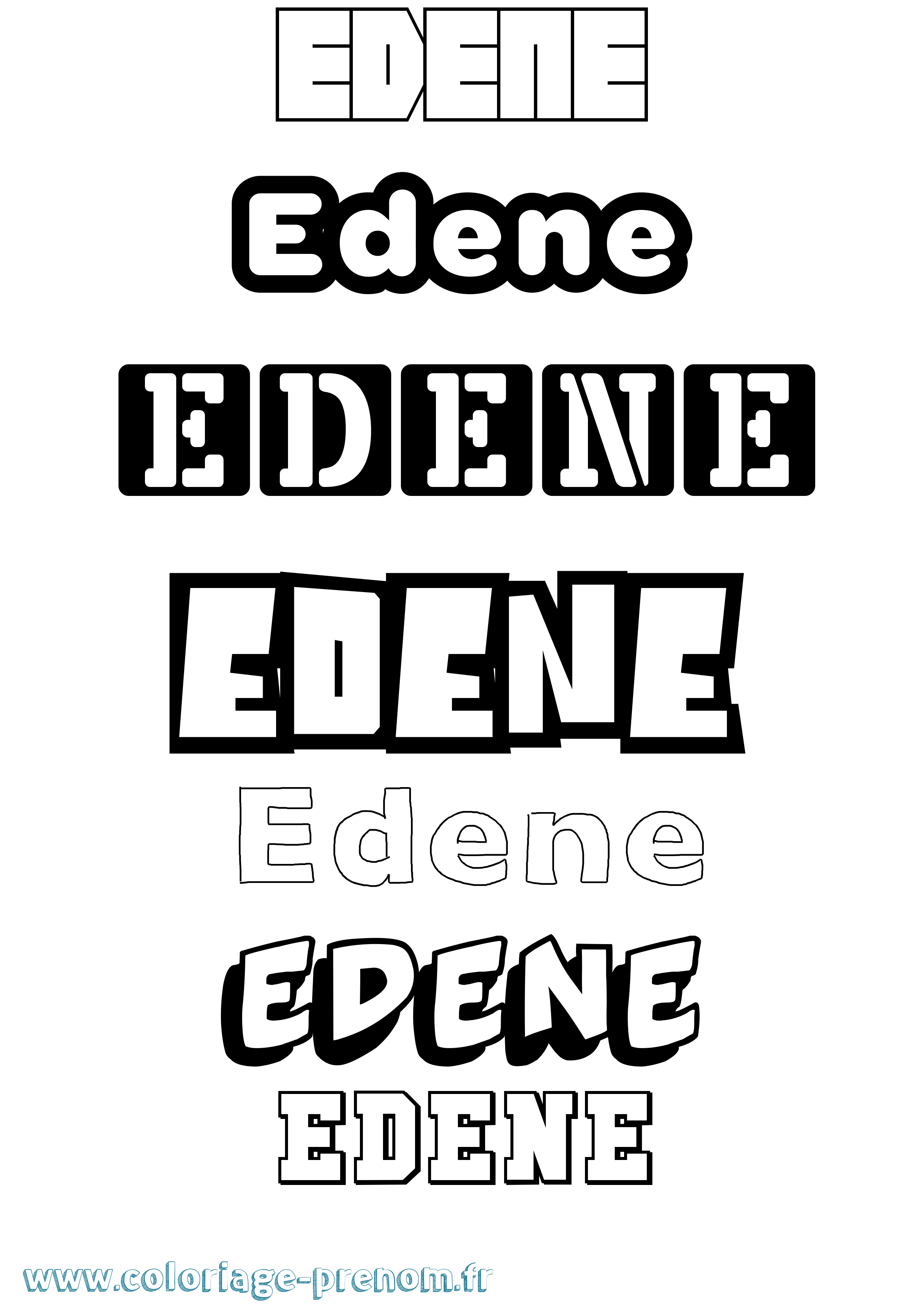 Coloriage prénom Edene Simple