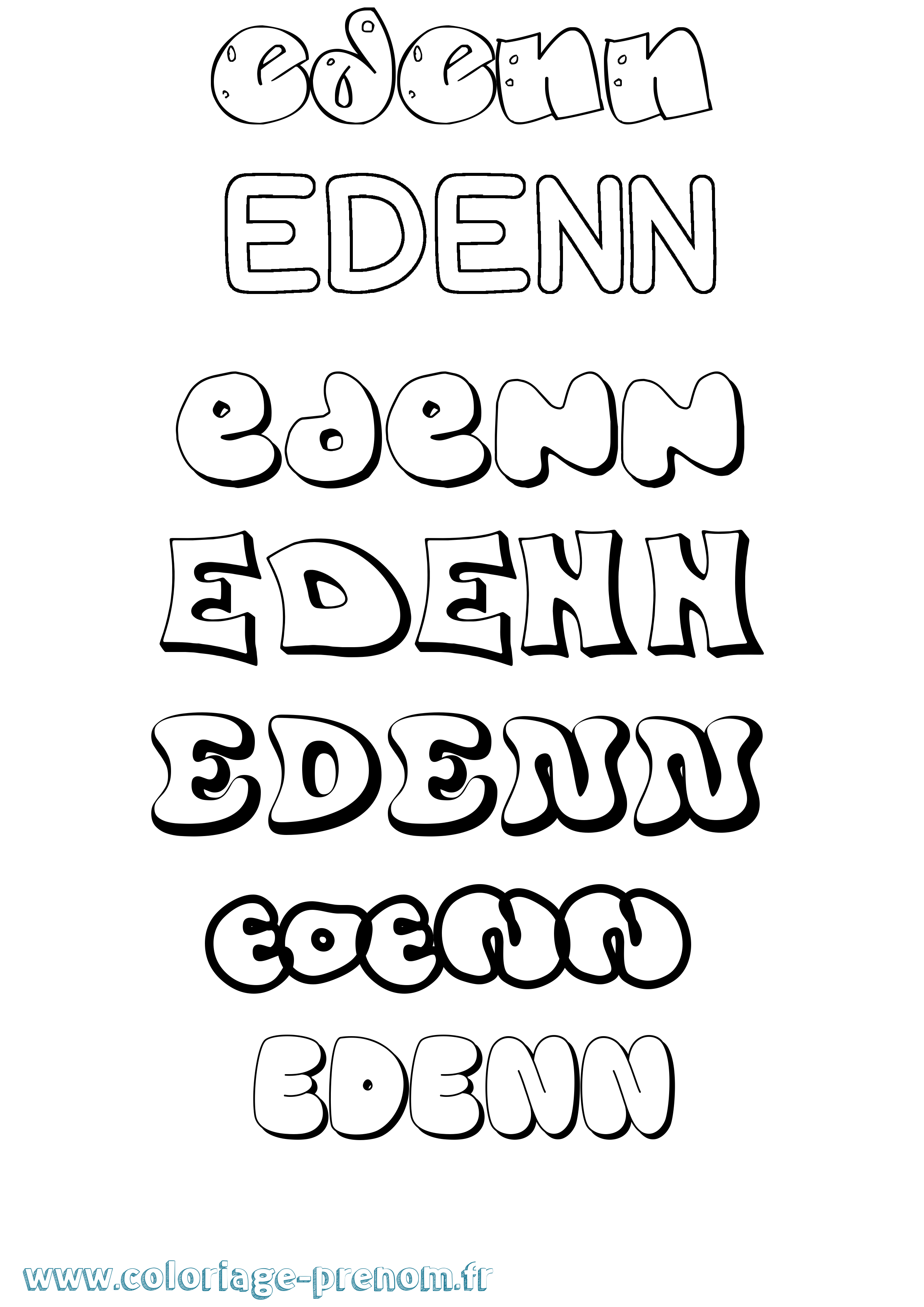 Coloriage Edenn Bubble Coloriage prénom Edenn Bubble