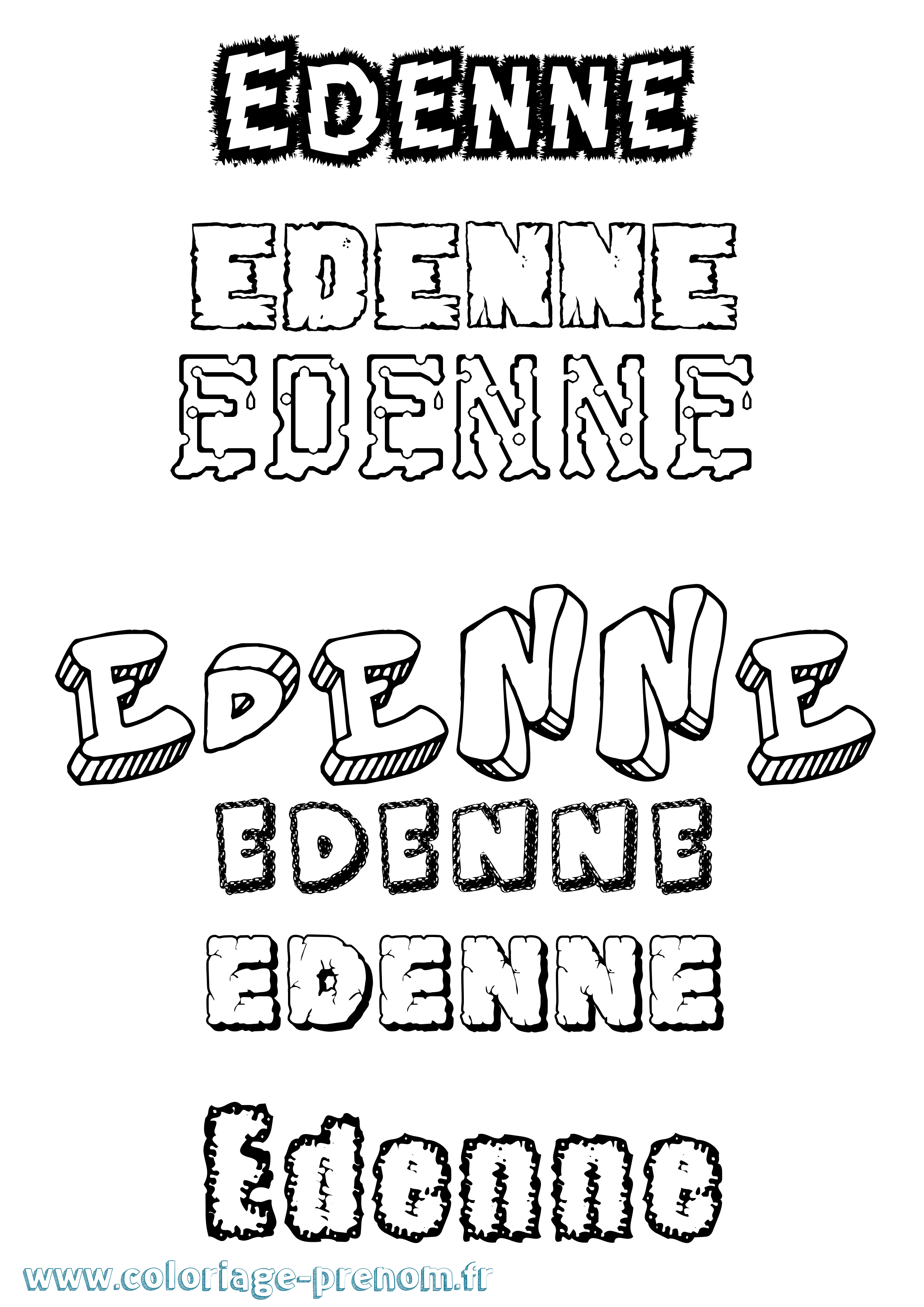 Coloriage prénom Edenne Destructuré