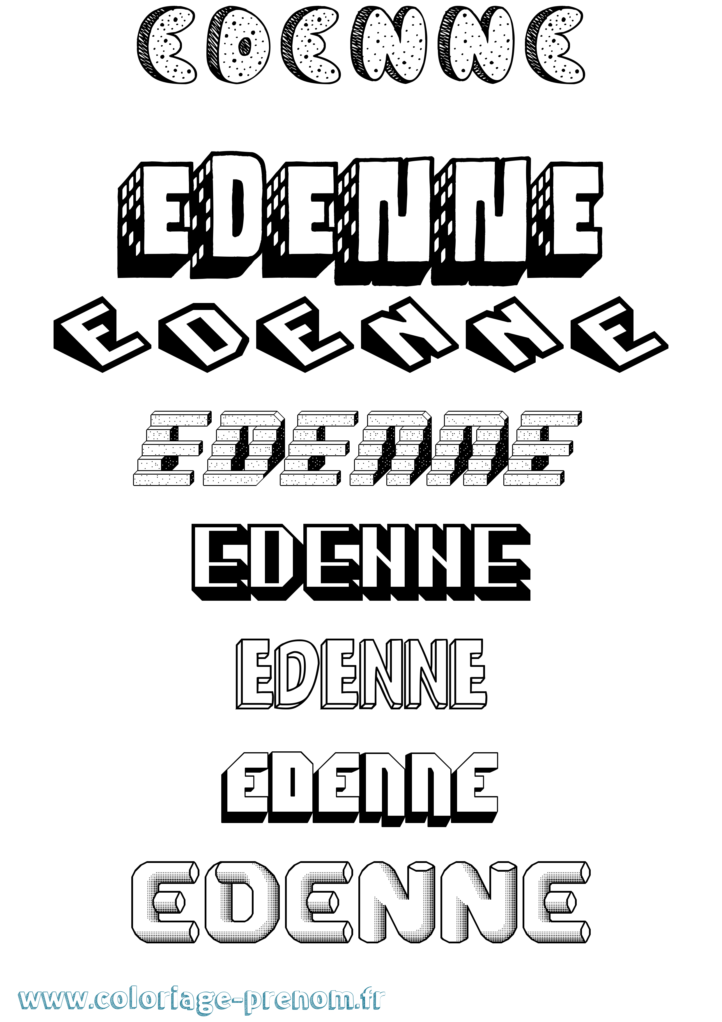Coloriage prénom Edenne Effet 3D