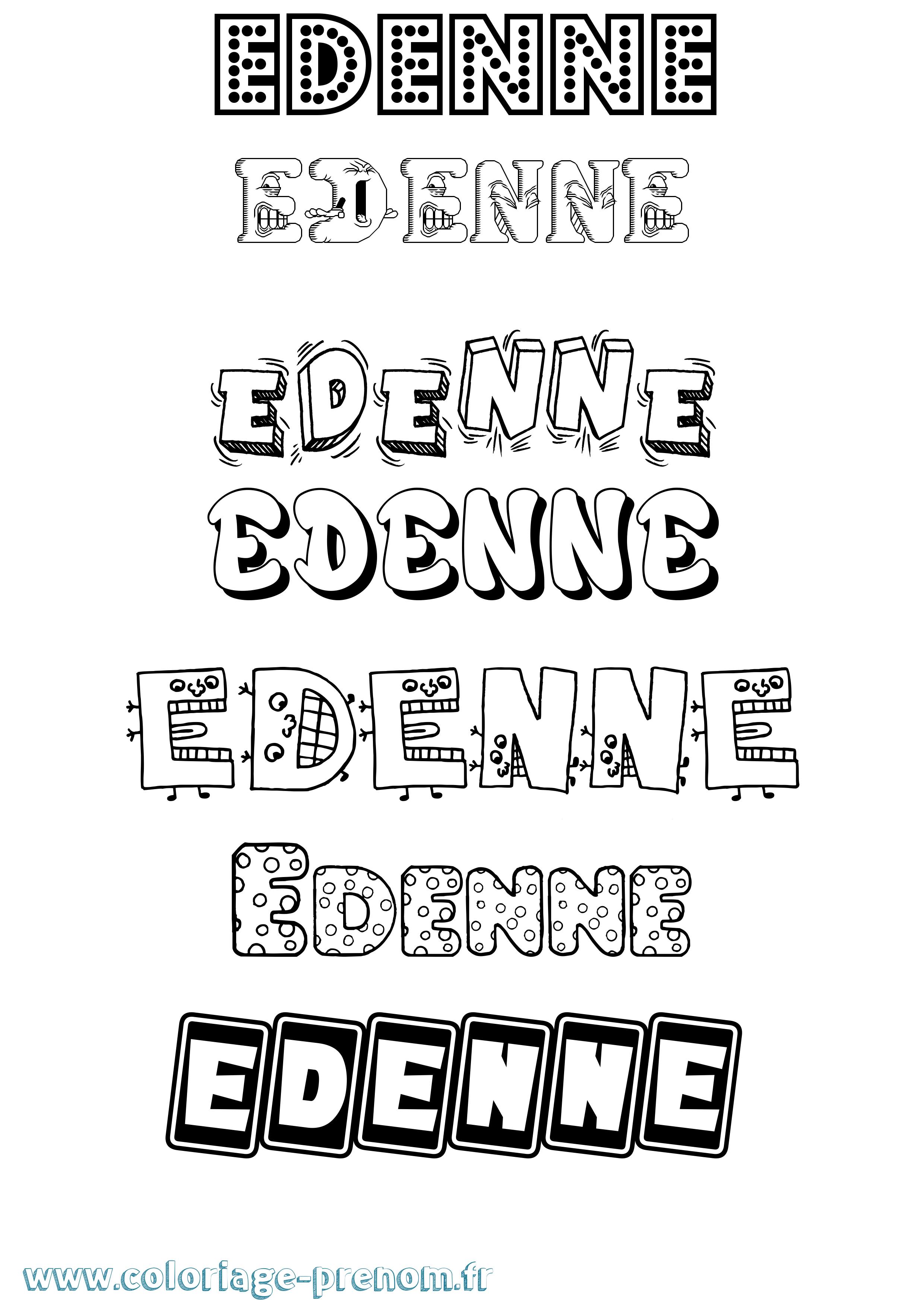 Coloriage prénom Edenne Fun