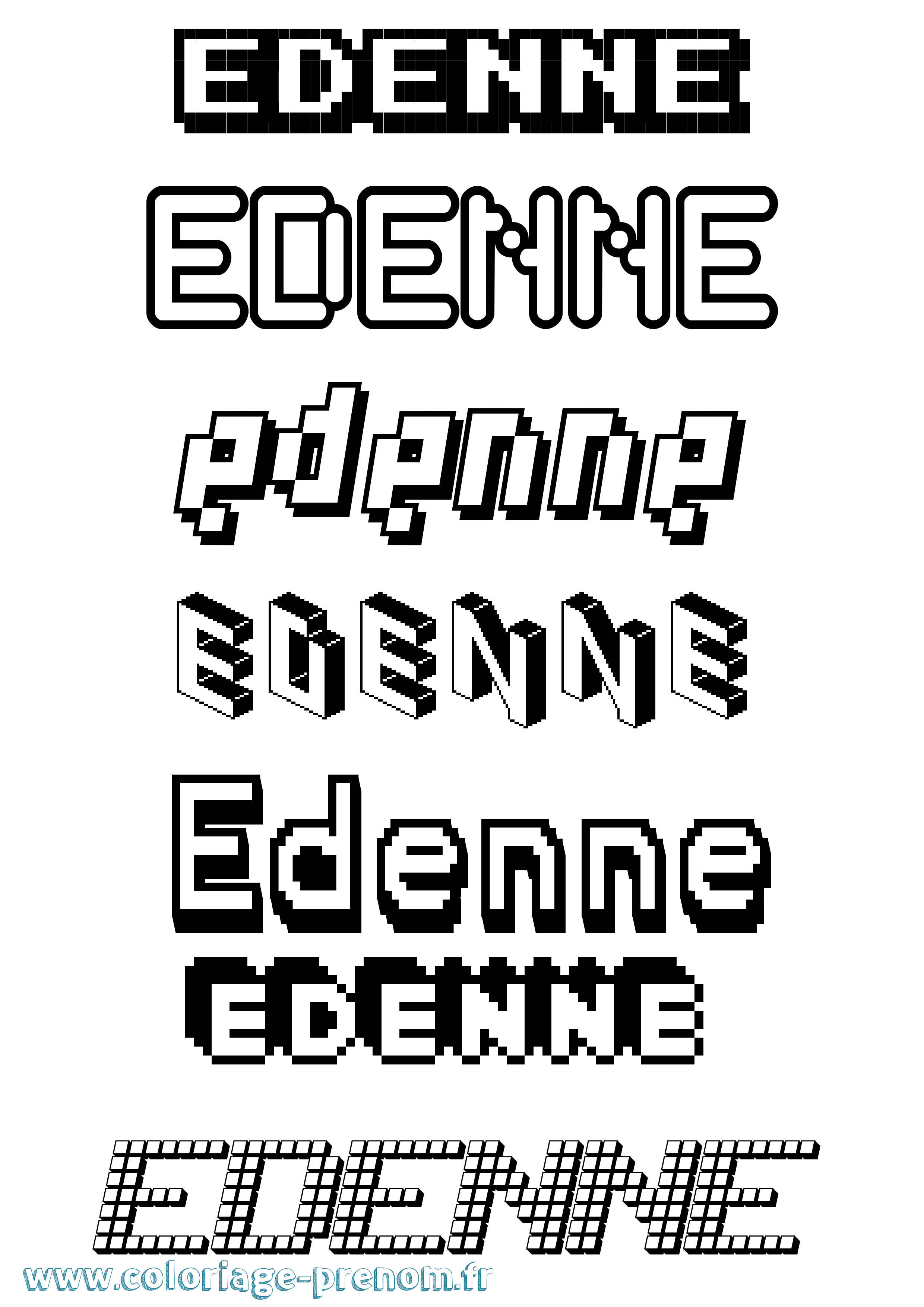 Coloriage prénom Edenne Pixel