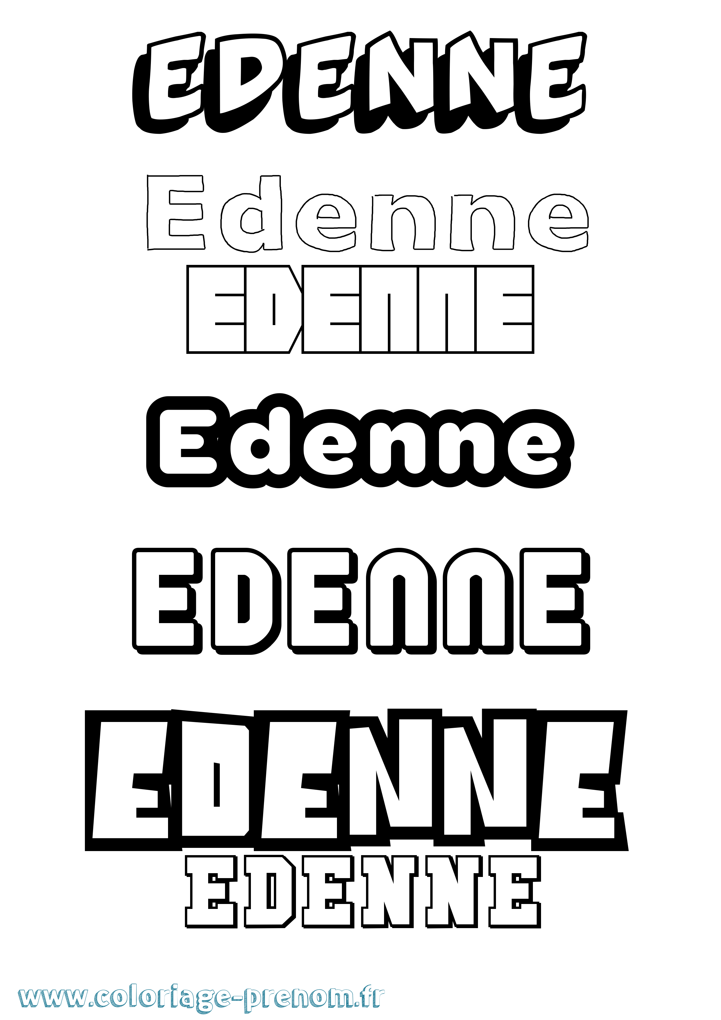 Coloriage prénom Edenne Simple
