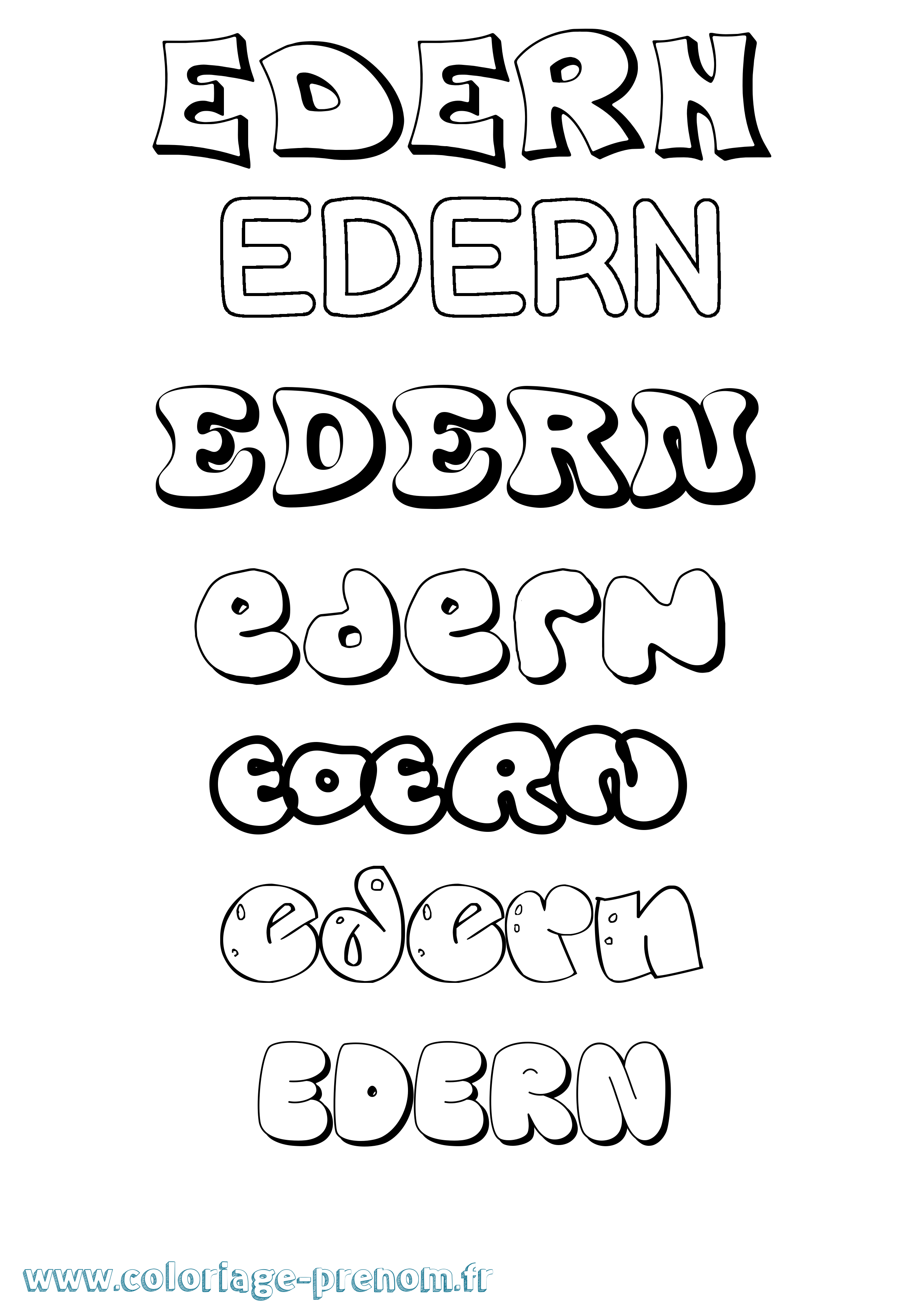 Coloriage Edern Bubble Coloriage prénom Edern Bubble