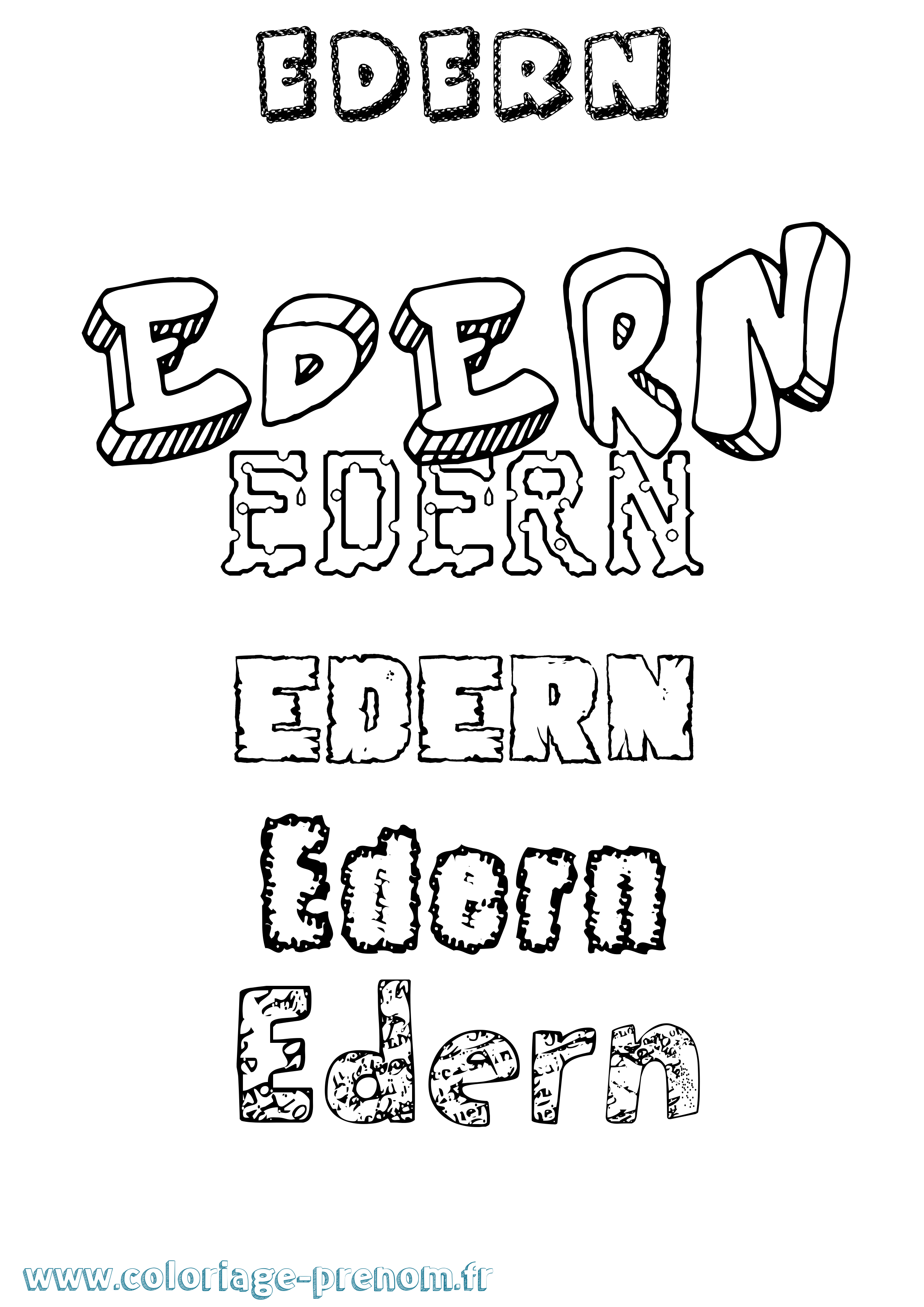 Coloriage Edern Destructuré Coloriage prénom Edern Destructuré